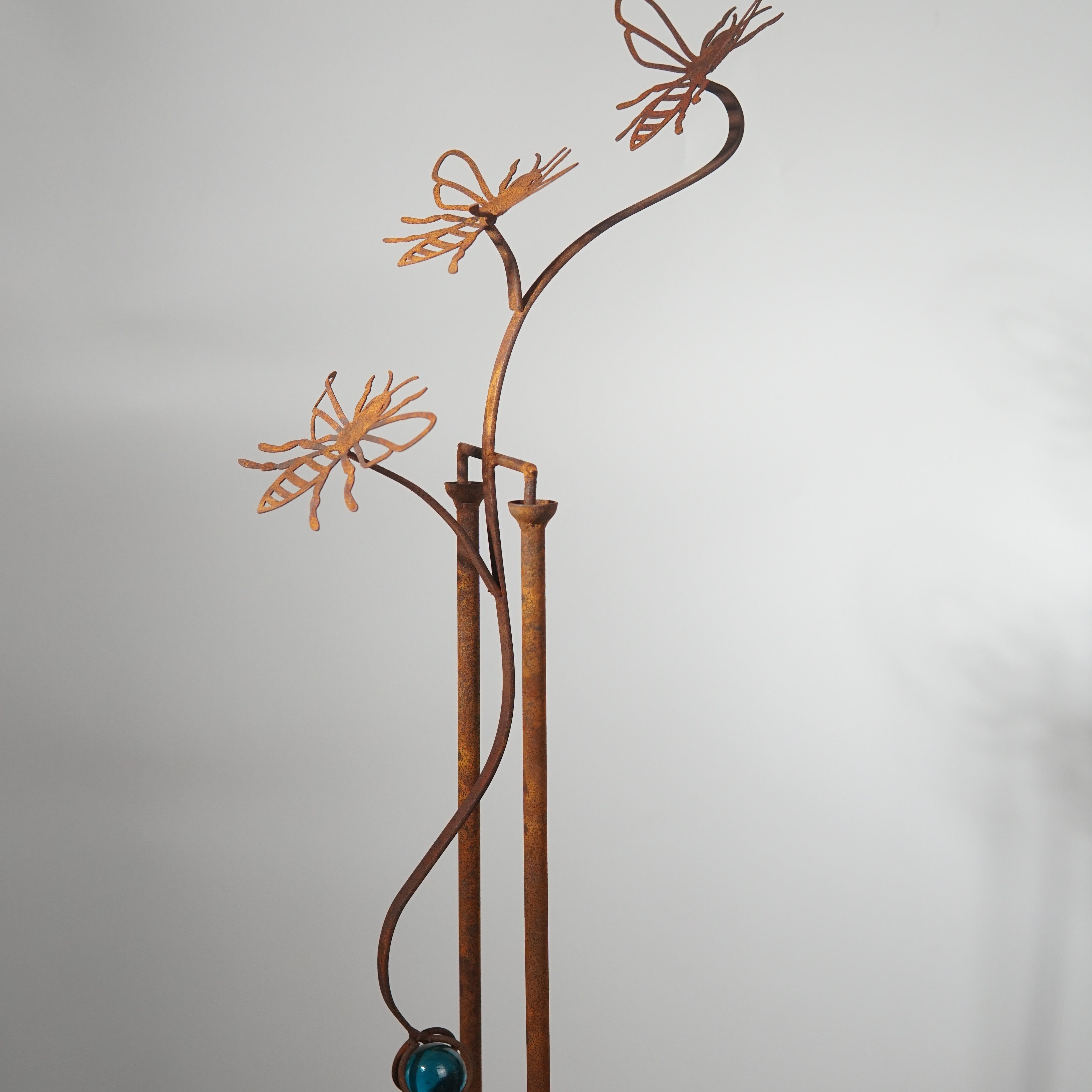 W3560-Bee- Rocking stake of Bee with glass ball