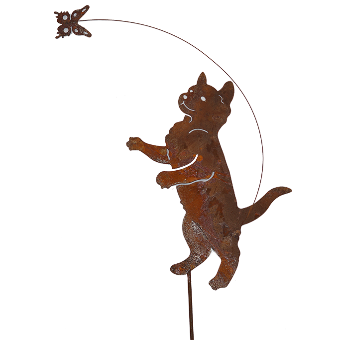 *DE02050 Cat and butterfly w/stake - SET OF 5