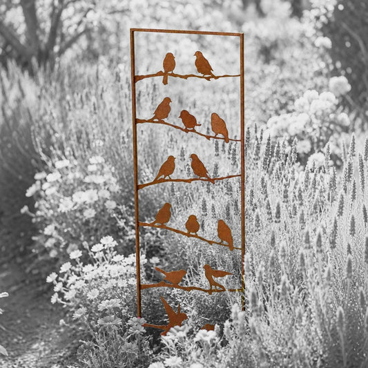 Flying Birds Metal Garden Stake – Rustic Bird Sculpture, Outdoor Yard Decor