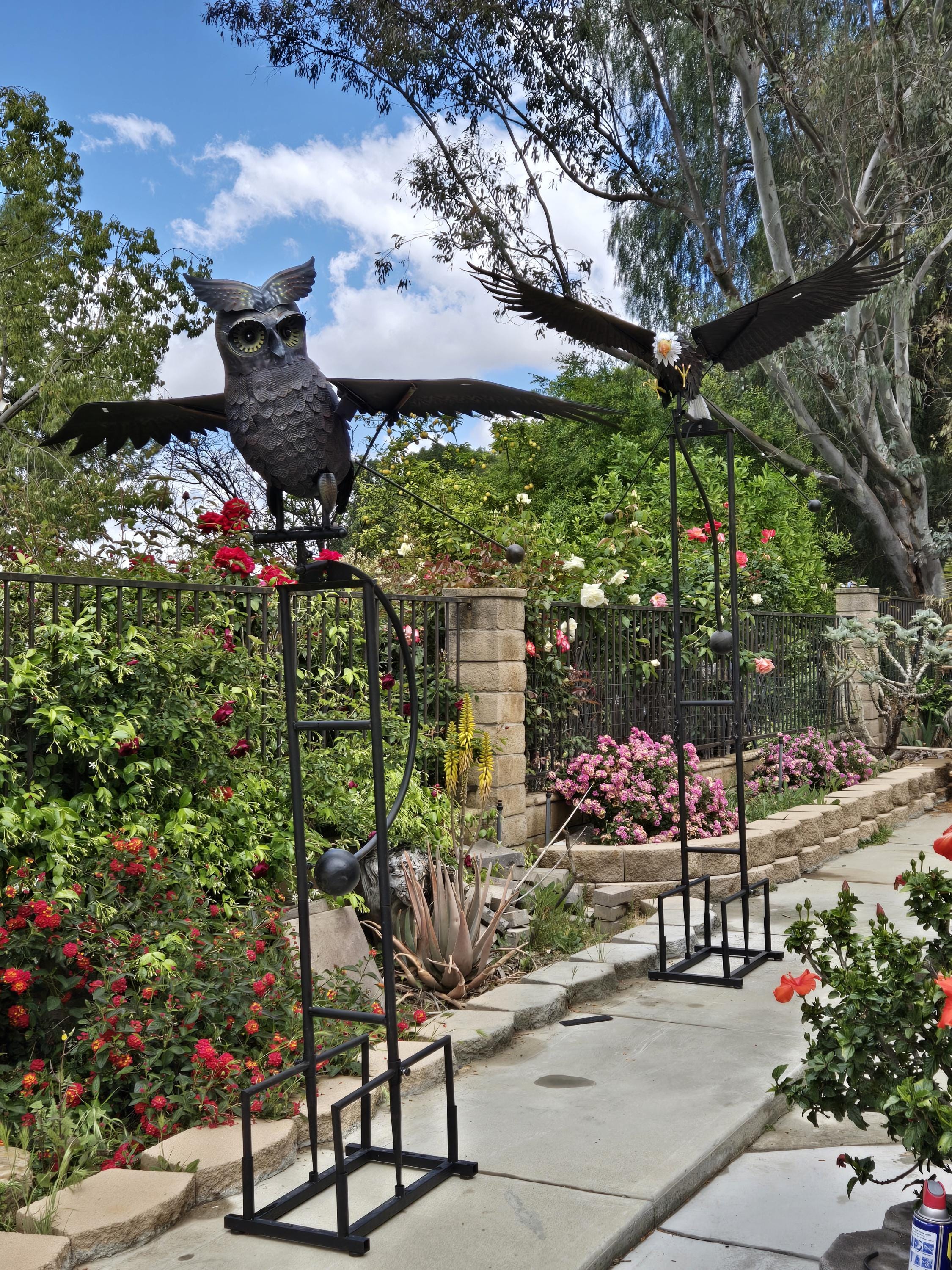 Handcrafted 90" Metal Bald Eagle Yard Art - Kinetic Rocker Sculpture