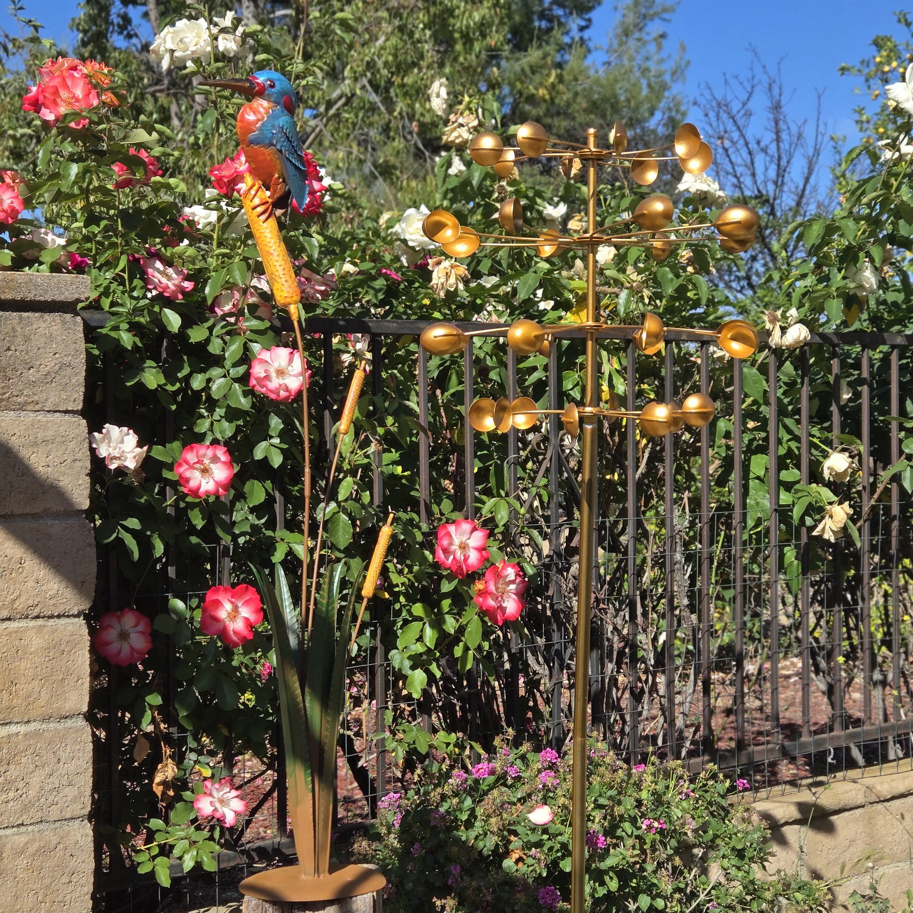 Handcrafted Metal hummingbird Garden Sculpture: Welded & Painted Yard Decor