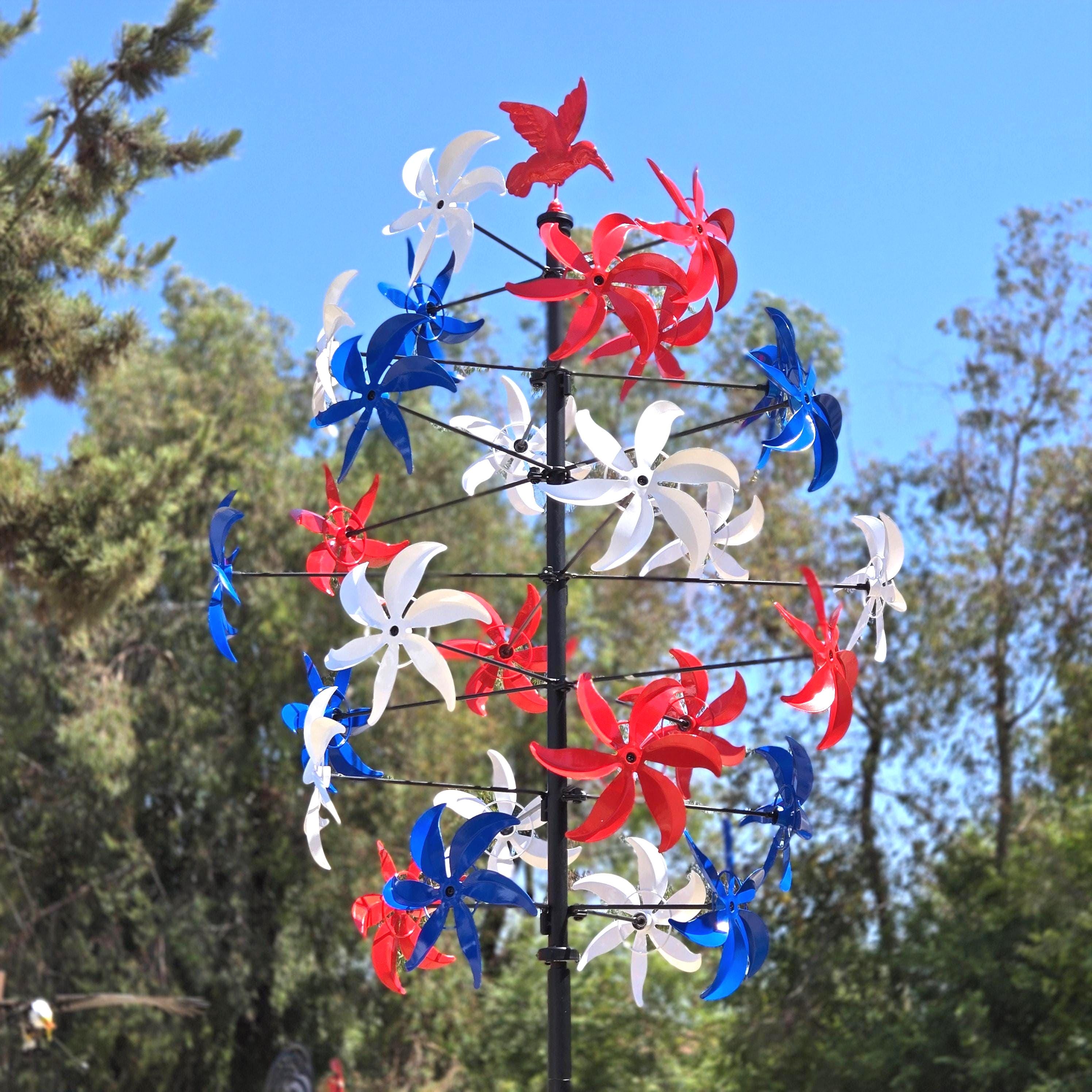 95" Rust Finish Kinetic Metal Wind Spinner – Vintage Yard Art Outdoor Garden Sculpture