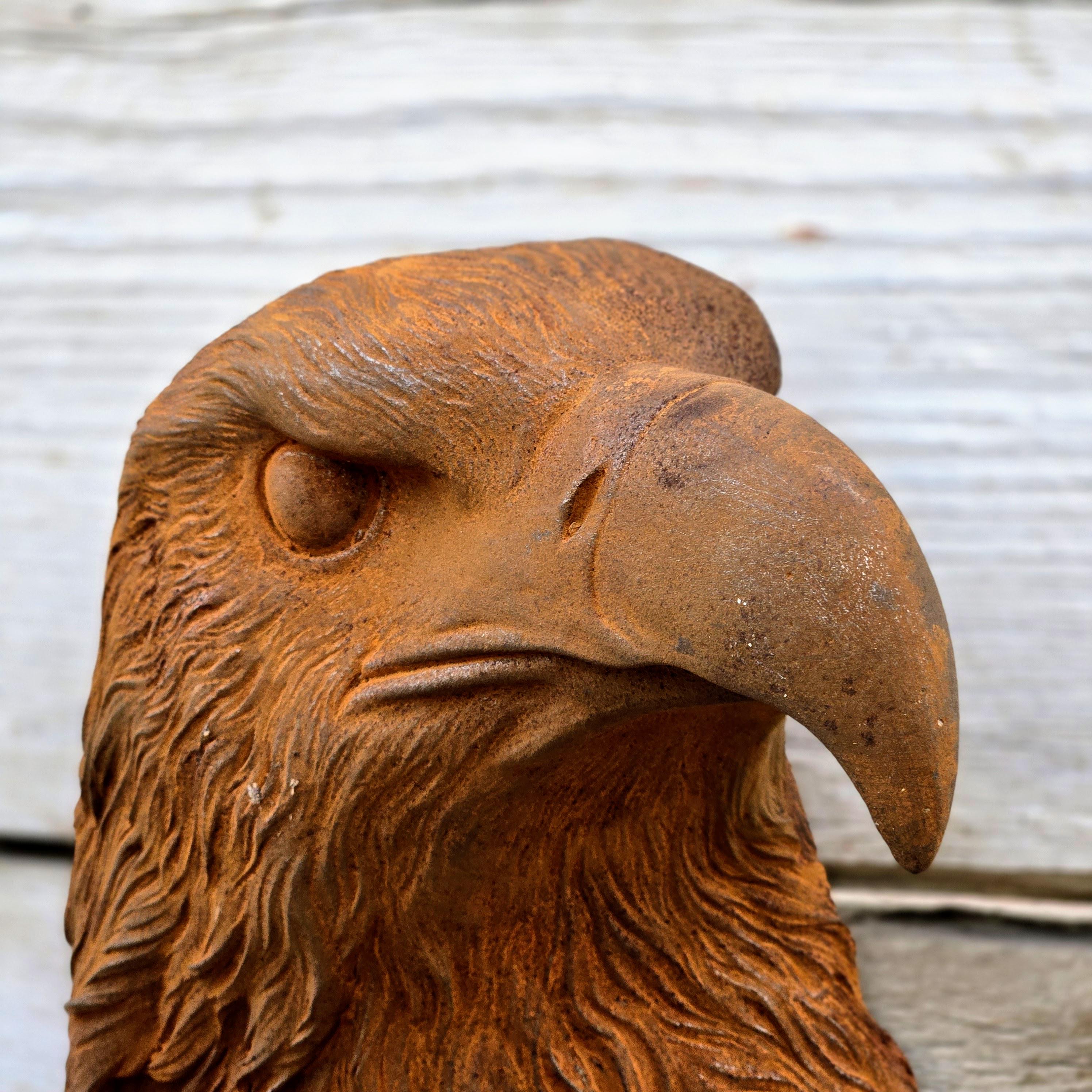 Cast Iron Eagle Head Wall Decor – Rustic Country Style Metal Wall Hanging Sculpture