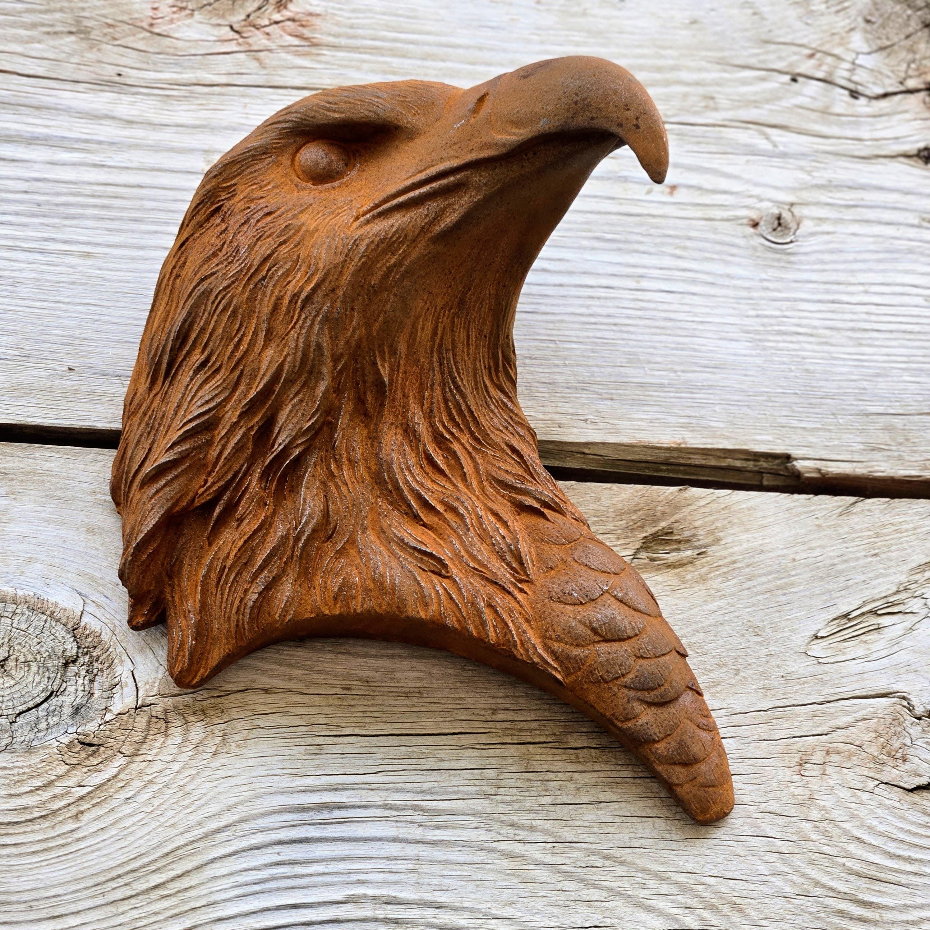 Cast Iron Eagle Head Wall Decor – Rustic Country Style Metal Wall Hanging Sculpture