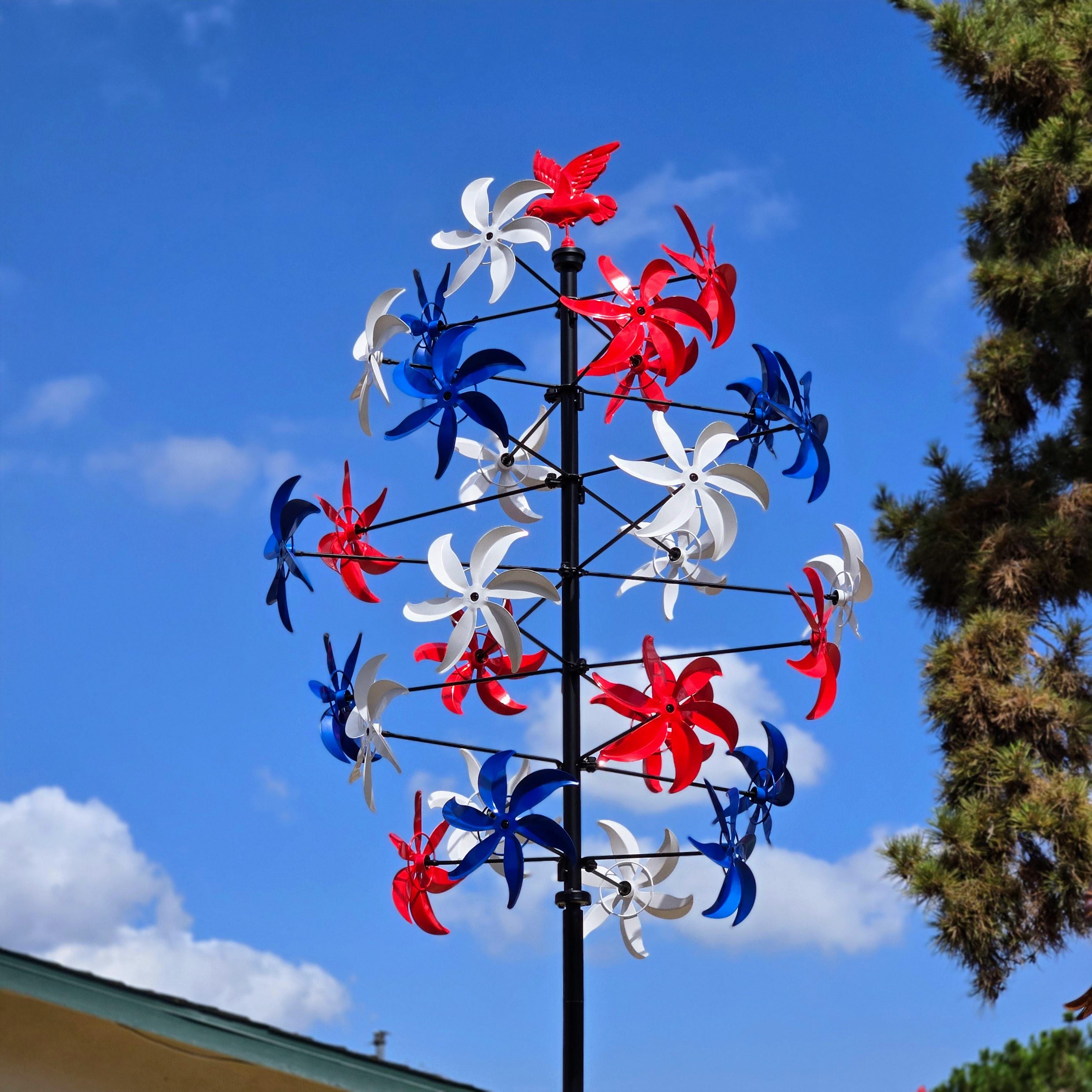 95" Rust Finish Kinetic Metal Wind Spinner – Vintage Yard Art Outdoor Garden Sculpture