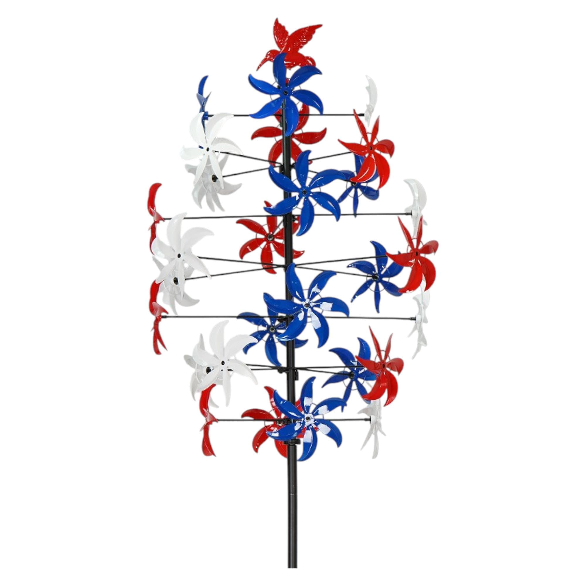 95" Rust Finish Kinetic Metal Wind Spinner – Vintage Yard Art Outdoor Garden Sculpture
