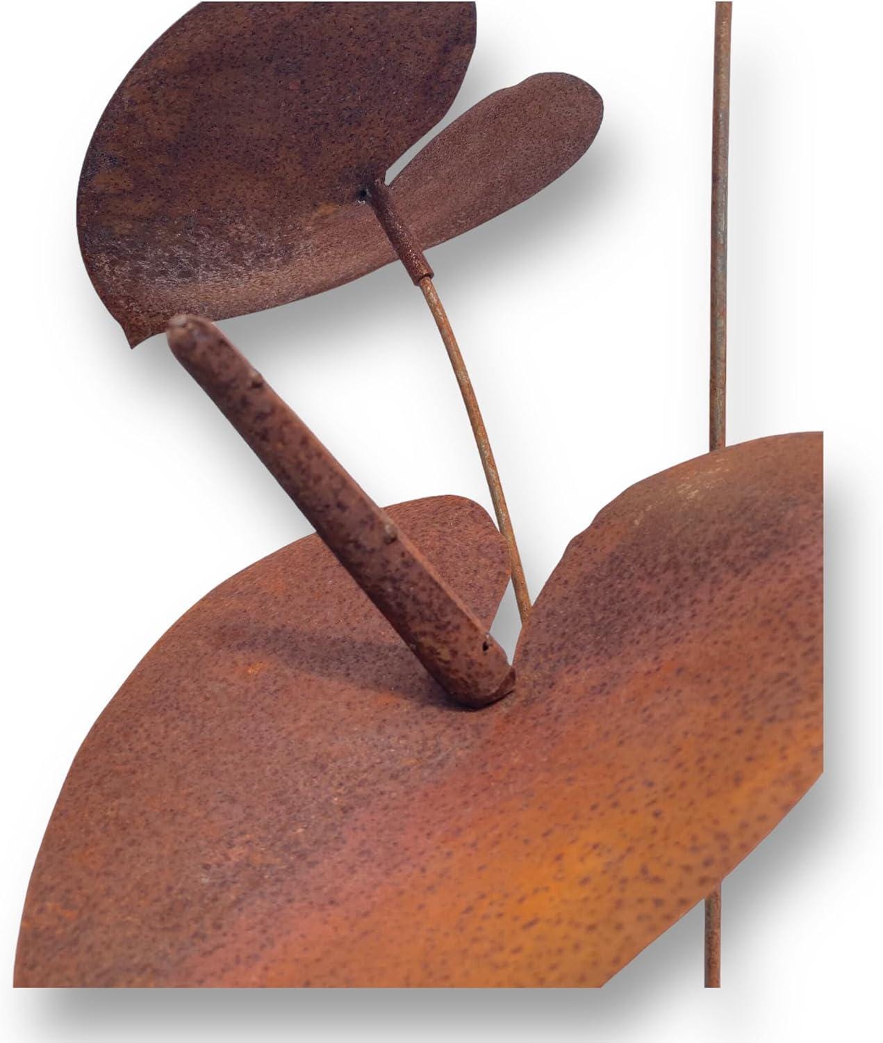Rusty Metal Anthurium Garden Stake - Weatherproof Flamingo Flower Sculpture