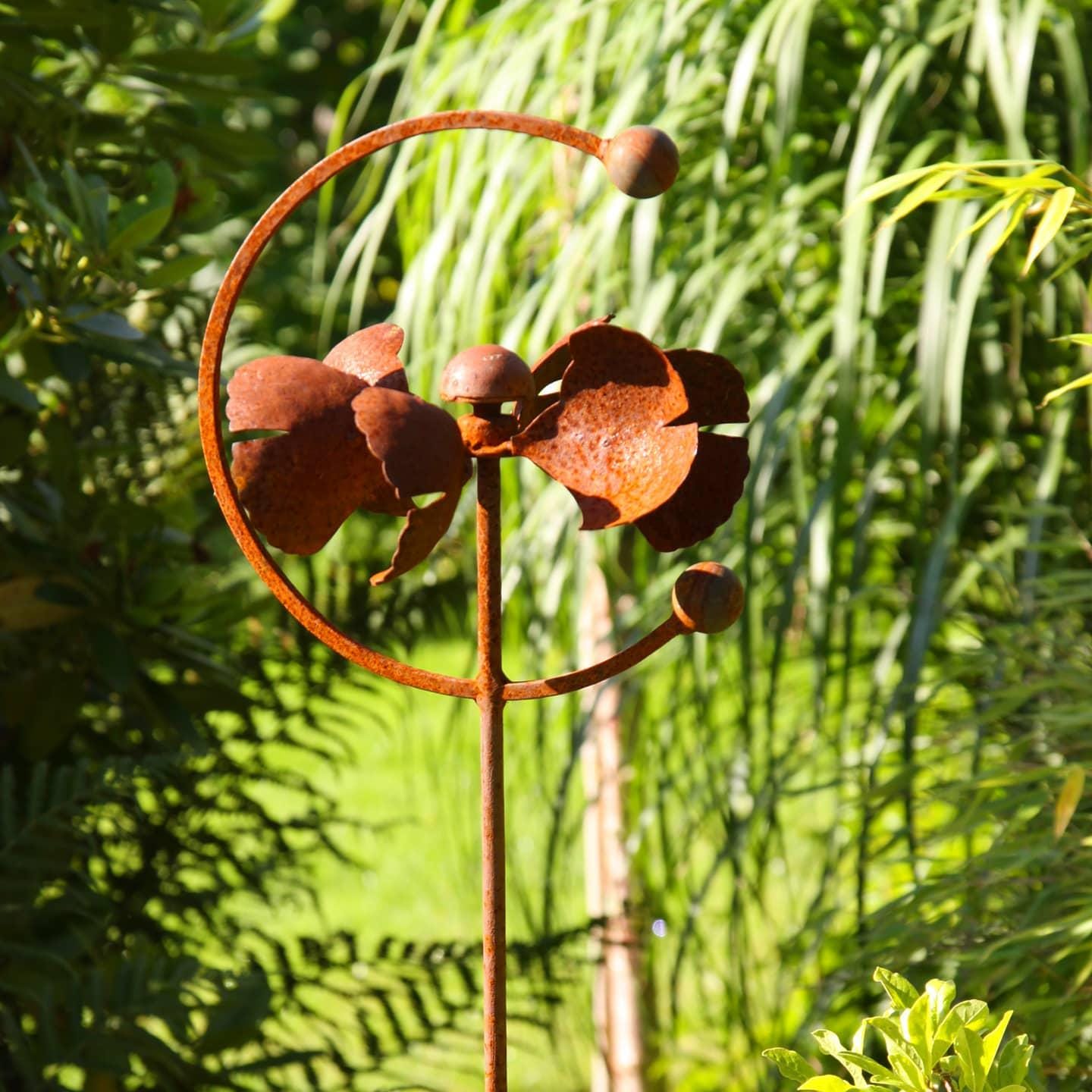 Rustic Metal Wind Spinner: 55" Kinetic Garden Art, Rust Finish