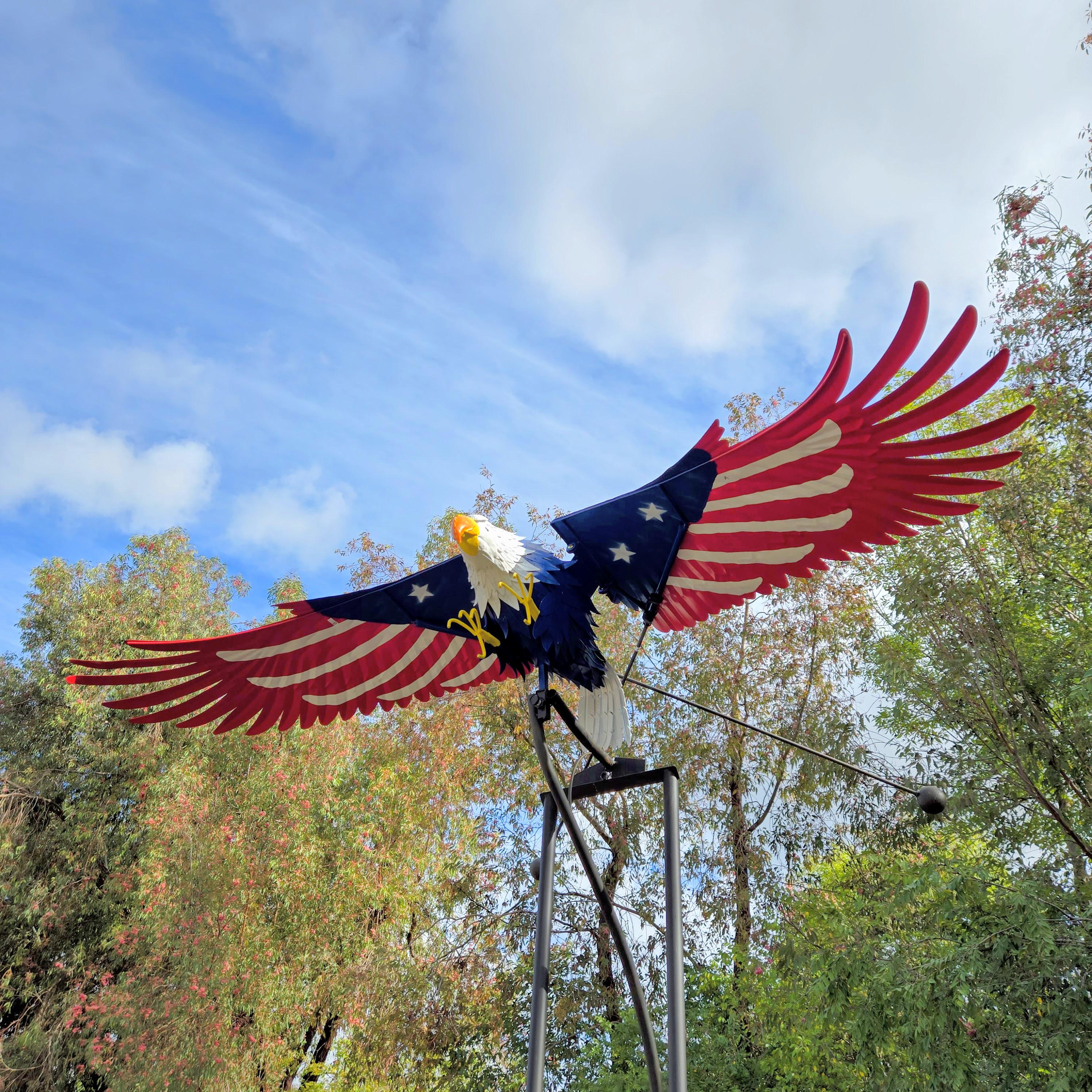 90" Metal Bald Eagle Yard Art - Kinetic Rocker Sculpture
