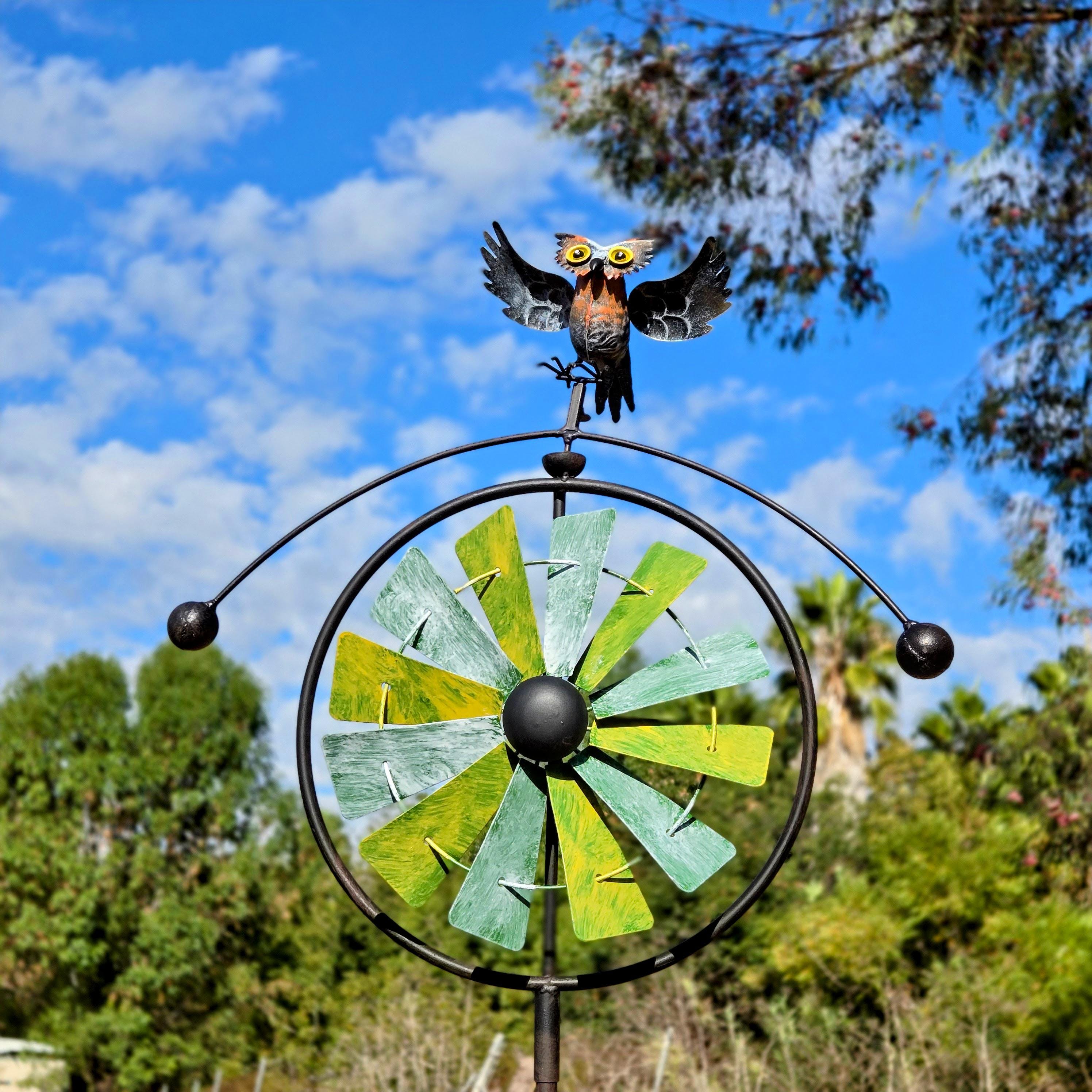 Metal Wind Spinner Balancer – Cardinal or Owl Kinetic Garden Yard Art