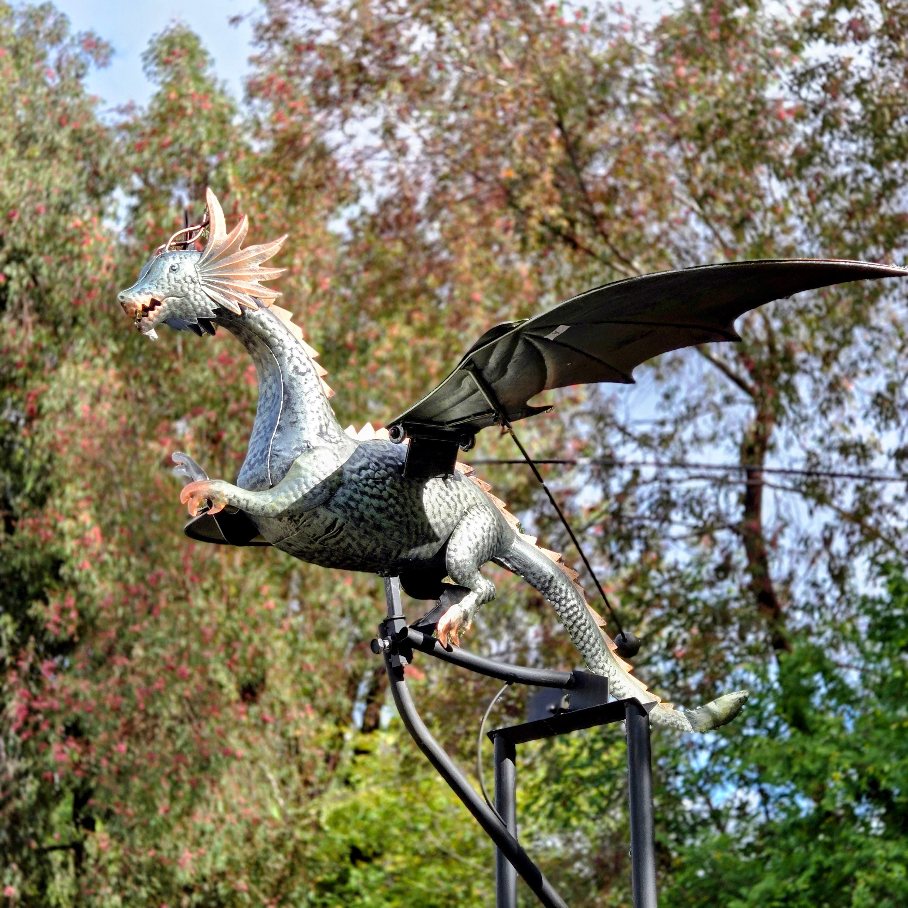 Metal Dragon Rocker – Rustic Outdoor Sculpture, Yard Art Decor