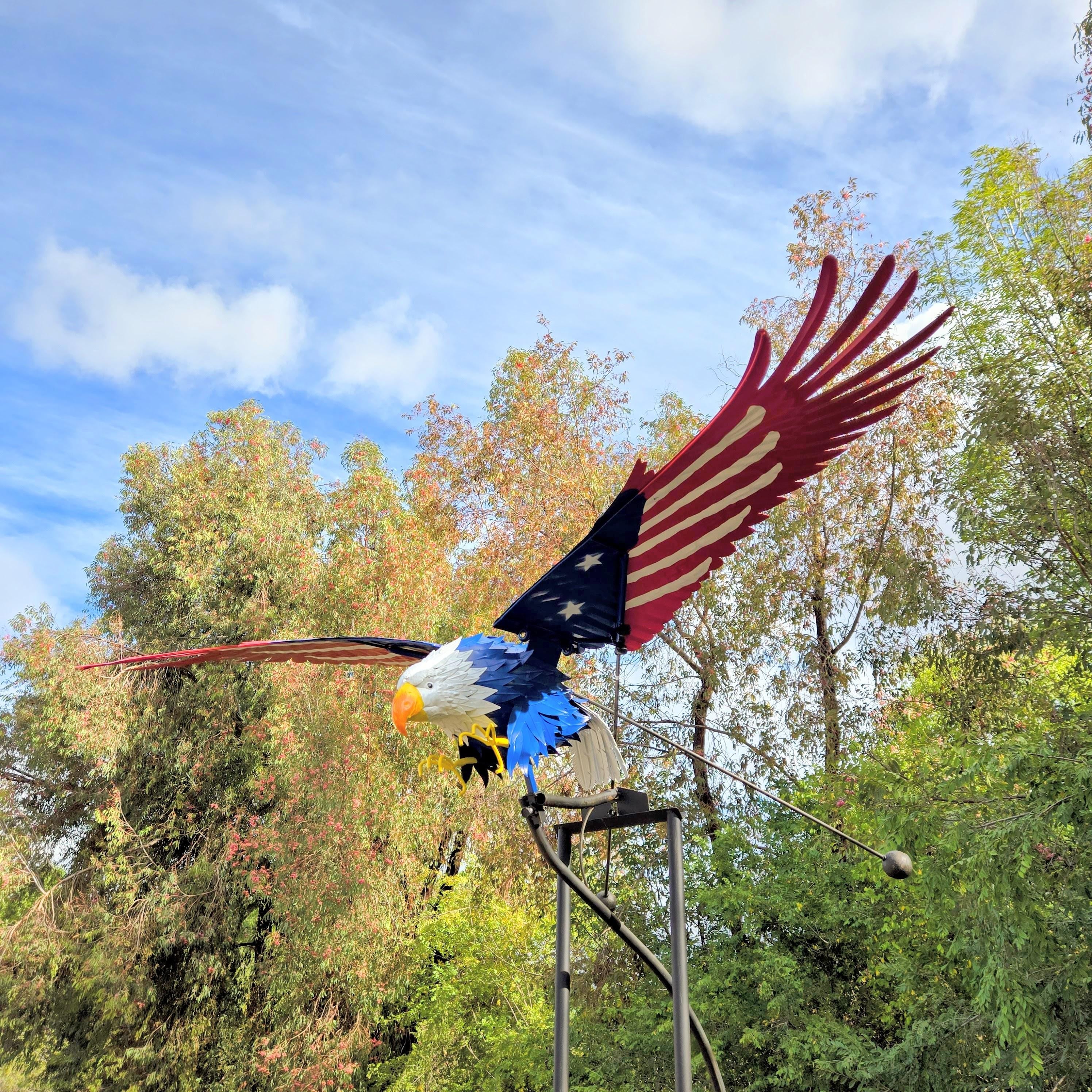 90" Metal Bald Eagle Yard Art - Kinetic Rocker Sculpture