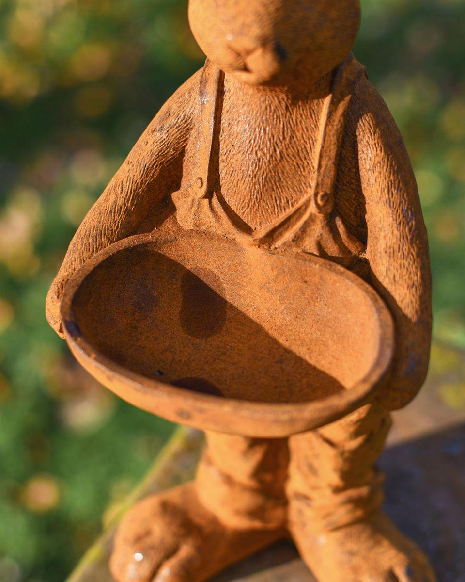 Cast Iron Bunny Bird Feeder: Easter Rustic Garden Decor