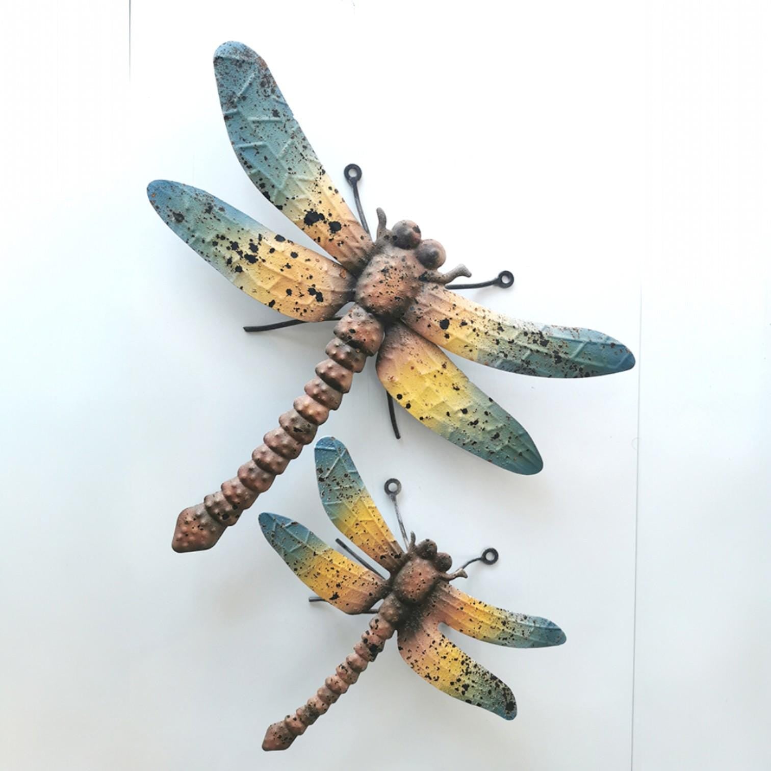 Rustic Metal Dragonfly for Wall Hanging or Tabletop, Set of 2