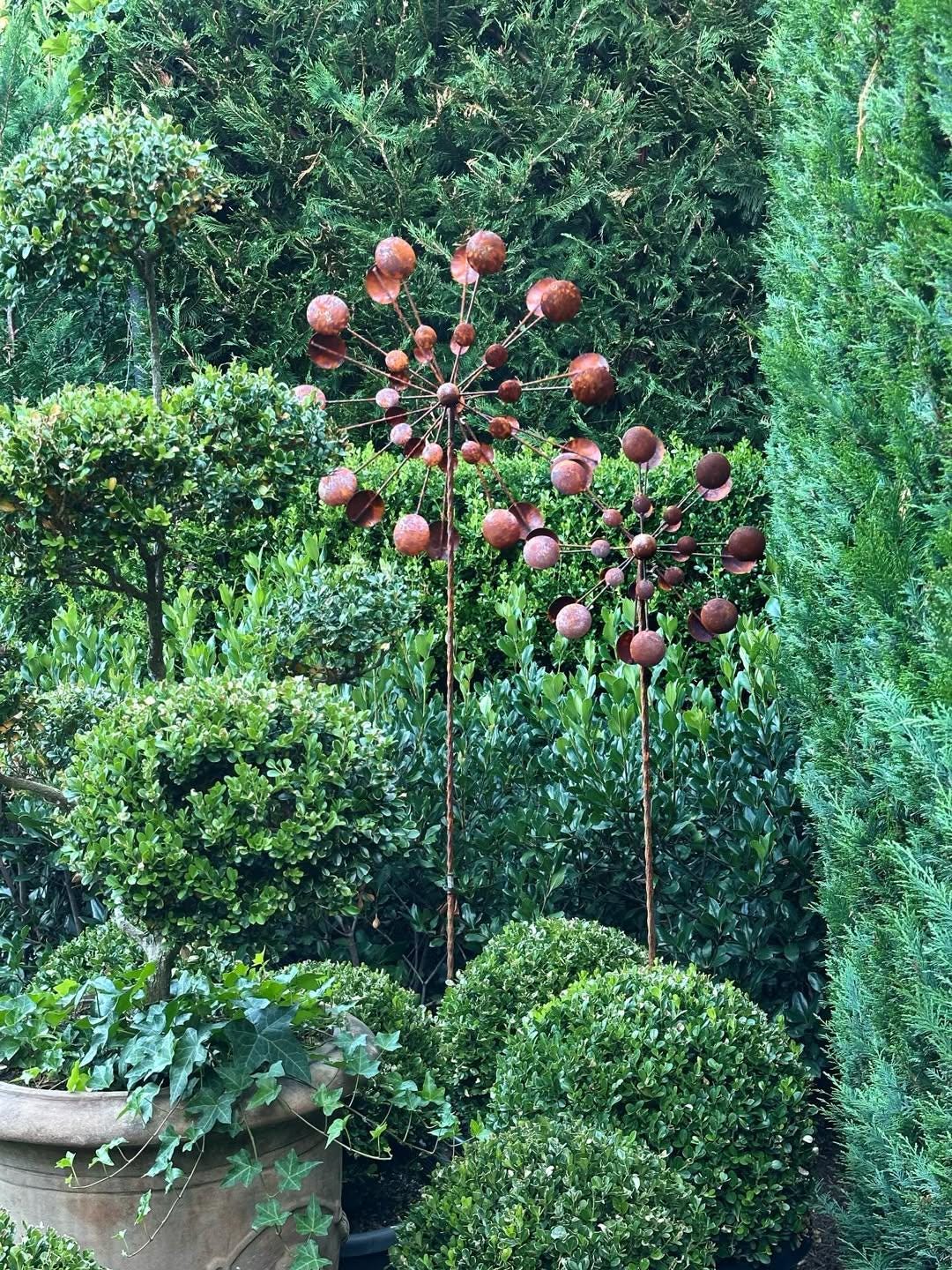 Rusty Carnival Wind Spinner — Metal Garden Ornament