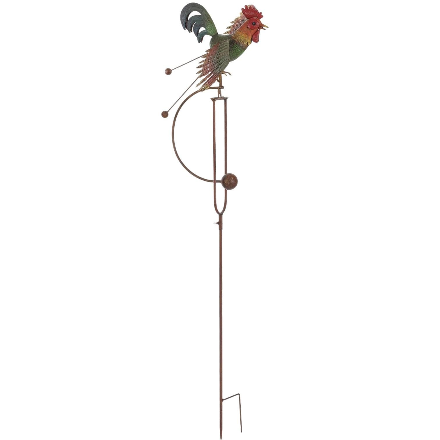 Rustic Metal Rooster Garden Stake – Kinetic Balancing Yard Art, Farmhouse Outdoor Lawn Decor