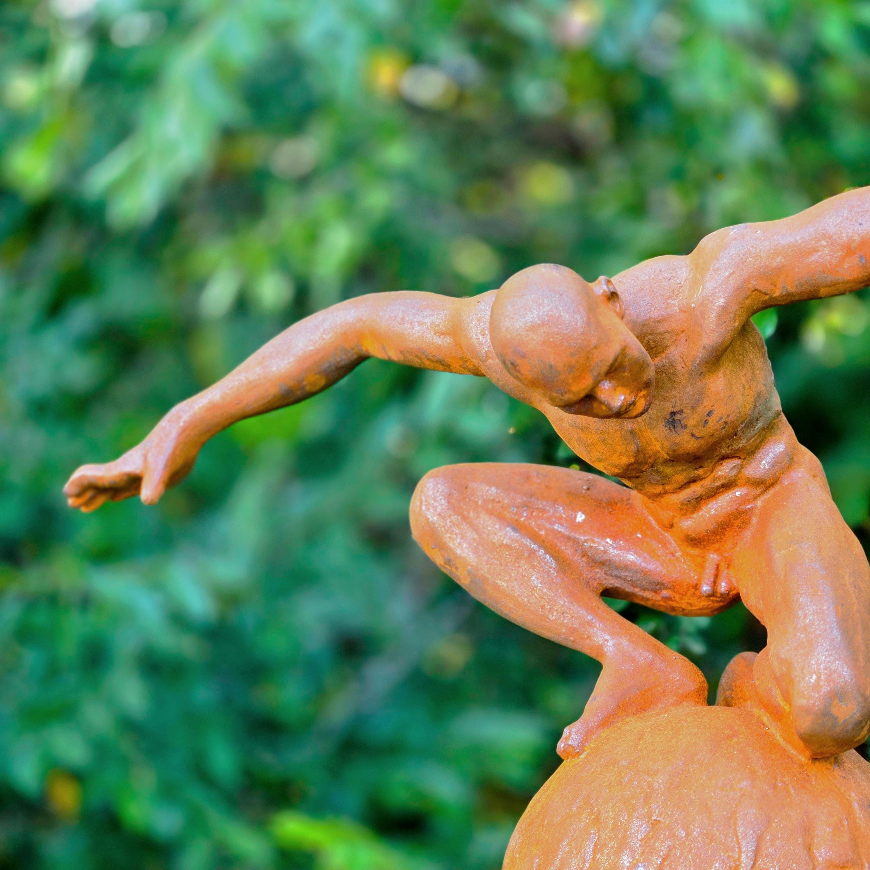 Abstract Human Figure Sculpture, Rustic Metal Balancing Statue, Modern Artistic Decor