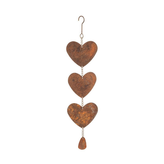 Rusted Metal Heart Chain Hanging Decor – Vintage Garden Patio Ornament