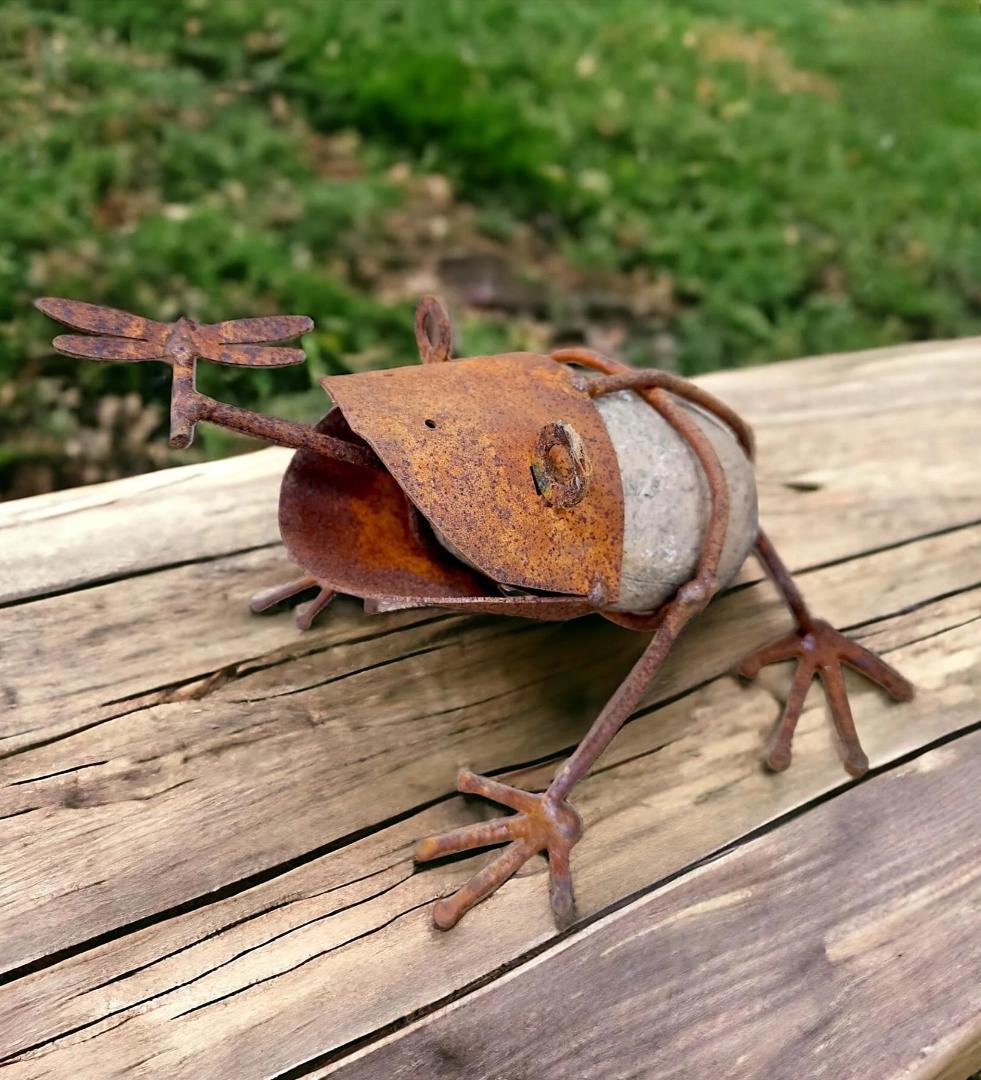 Rustic Metal Garden Animal Sculptures – Bee, Frog, Snail, Spider Yard Art