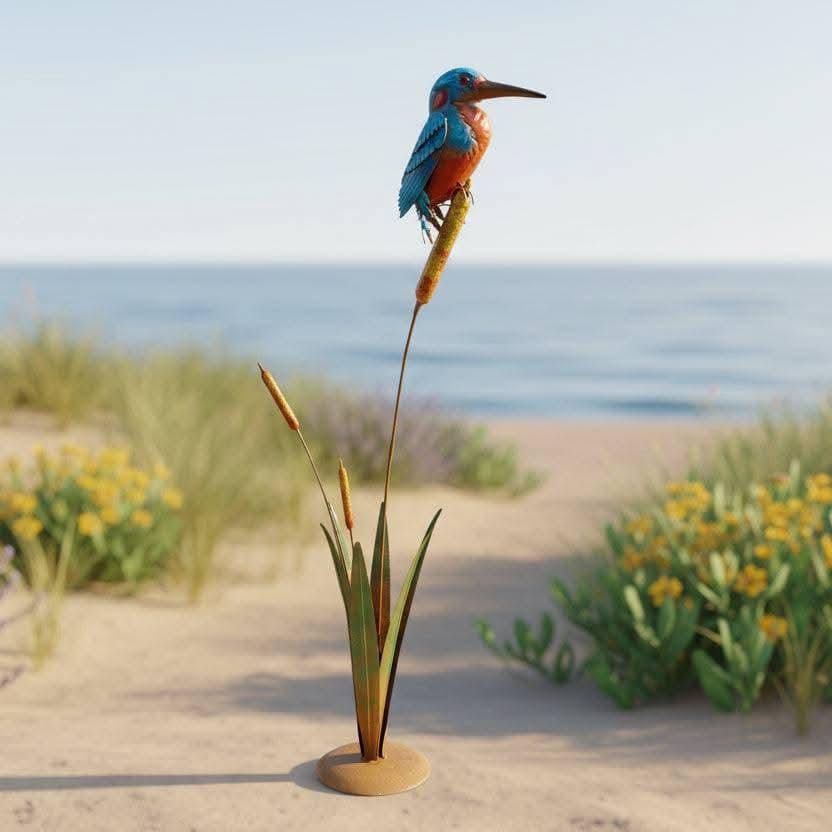 Handcrafted Metal hummingbird Garden Sculpture: Welded & Painted Yard Decor