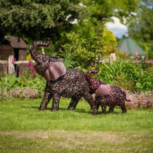 Large Metal Elephant Sculpture – Rustic Openwork Garden Yard Art, Vintage Farmhouse Lawn Décor
