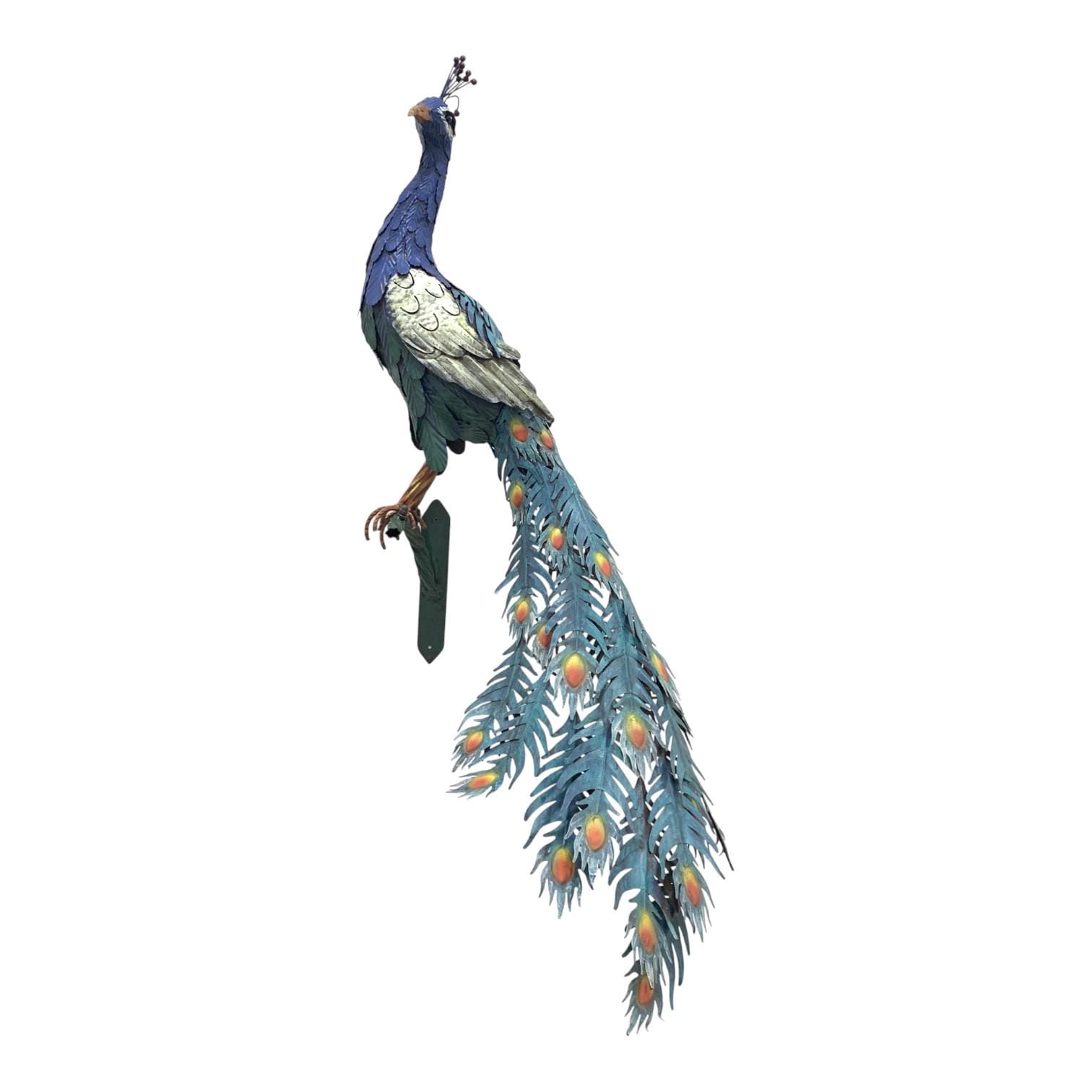 Metal Peacock Garden Sculpture Outdoor Yard Art Decorative Peacock Statue