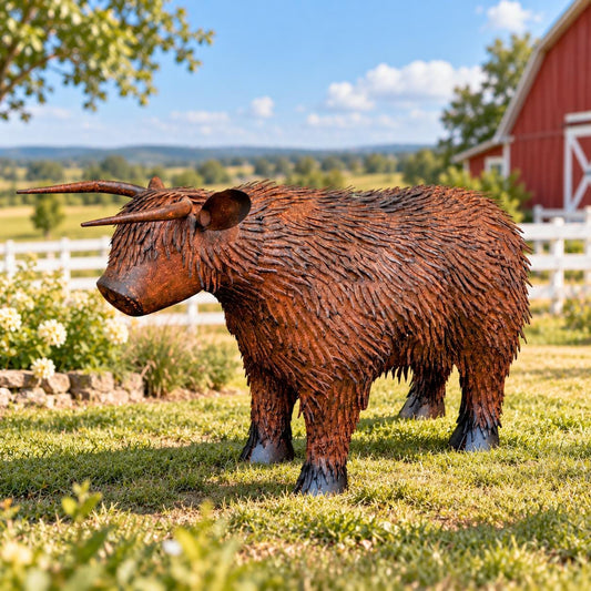 Medium Metal Garden Highland Cow