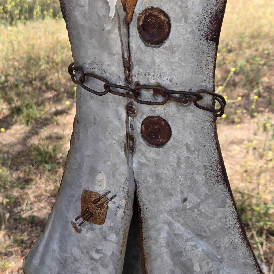 65" H Large Metal Garden Scarecrow Yard Art with Yarn Decor for Outdoor Fall