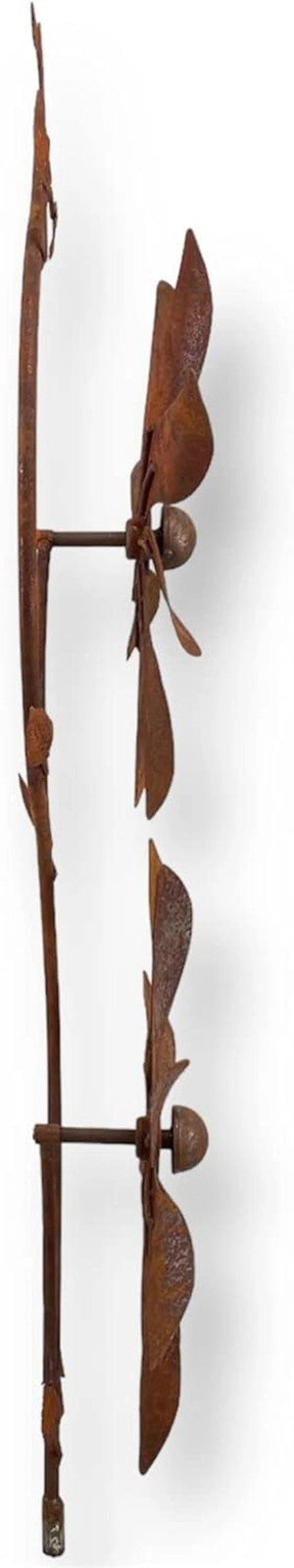 Rusty Metal Bird Windmill Garden Stake – 75" Weatherproof Wind Spinner Flower