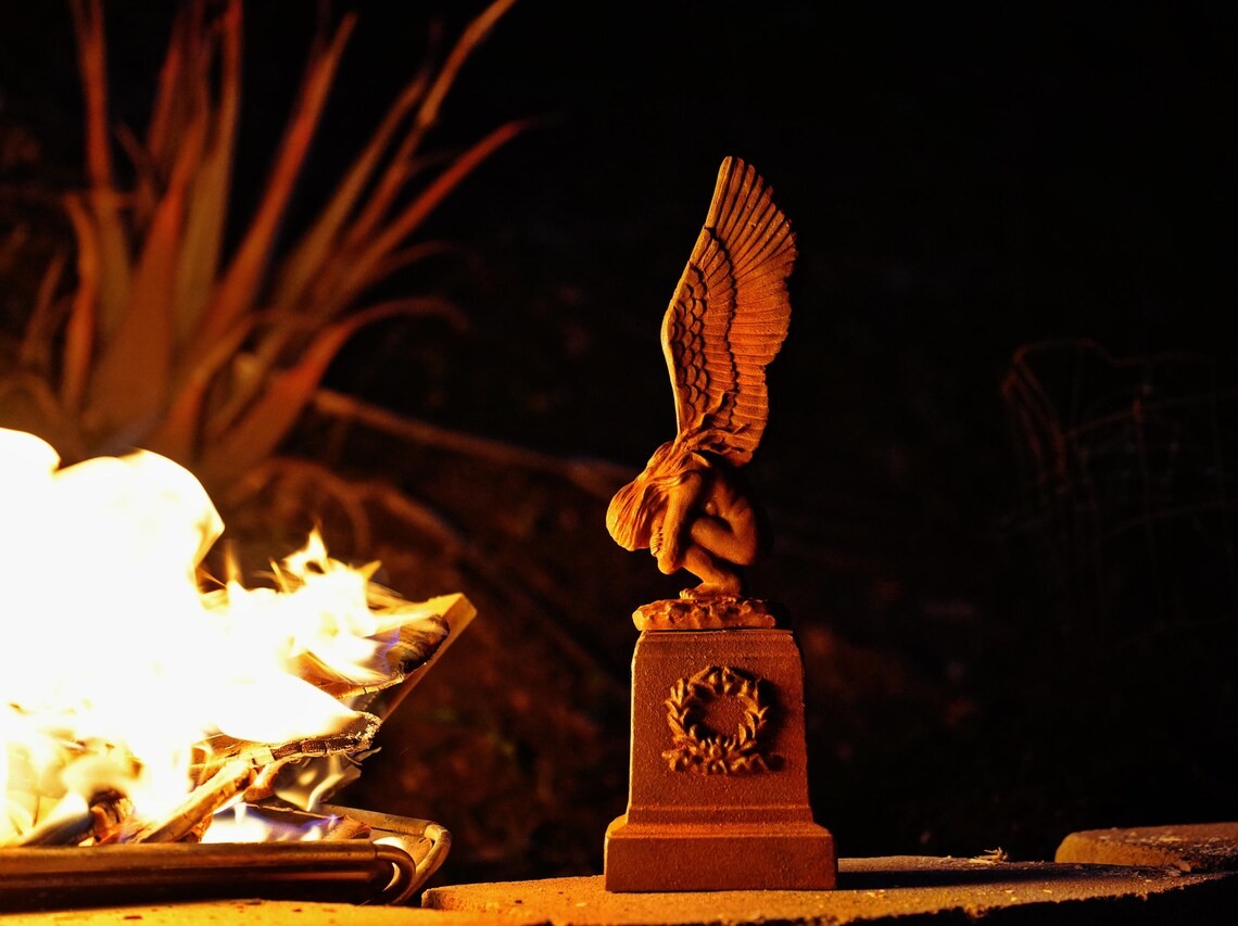 Cast Iron Redemption Angel Statue - Handcrafted Rustic Metal Mythical Sculpture