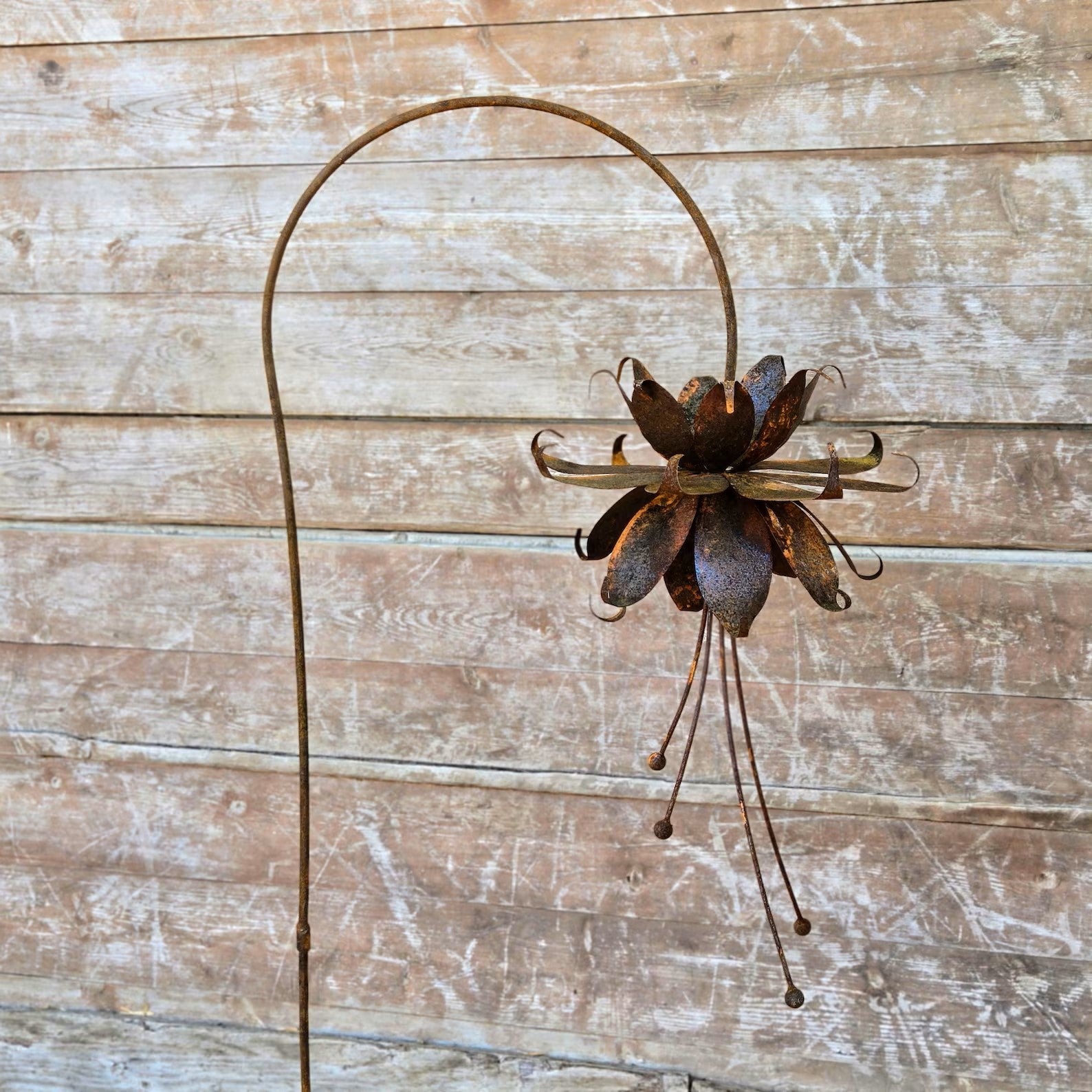 Rusty metal flower stake, garden gift - Set of 6 flowers