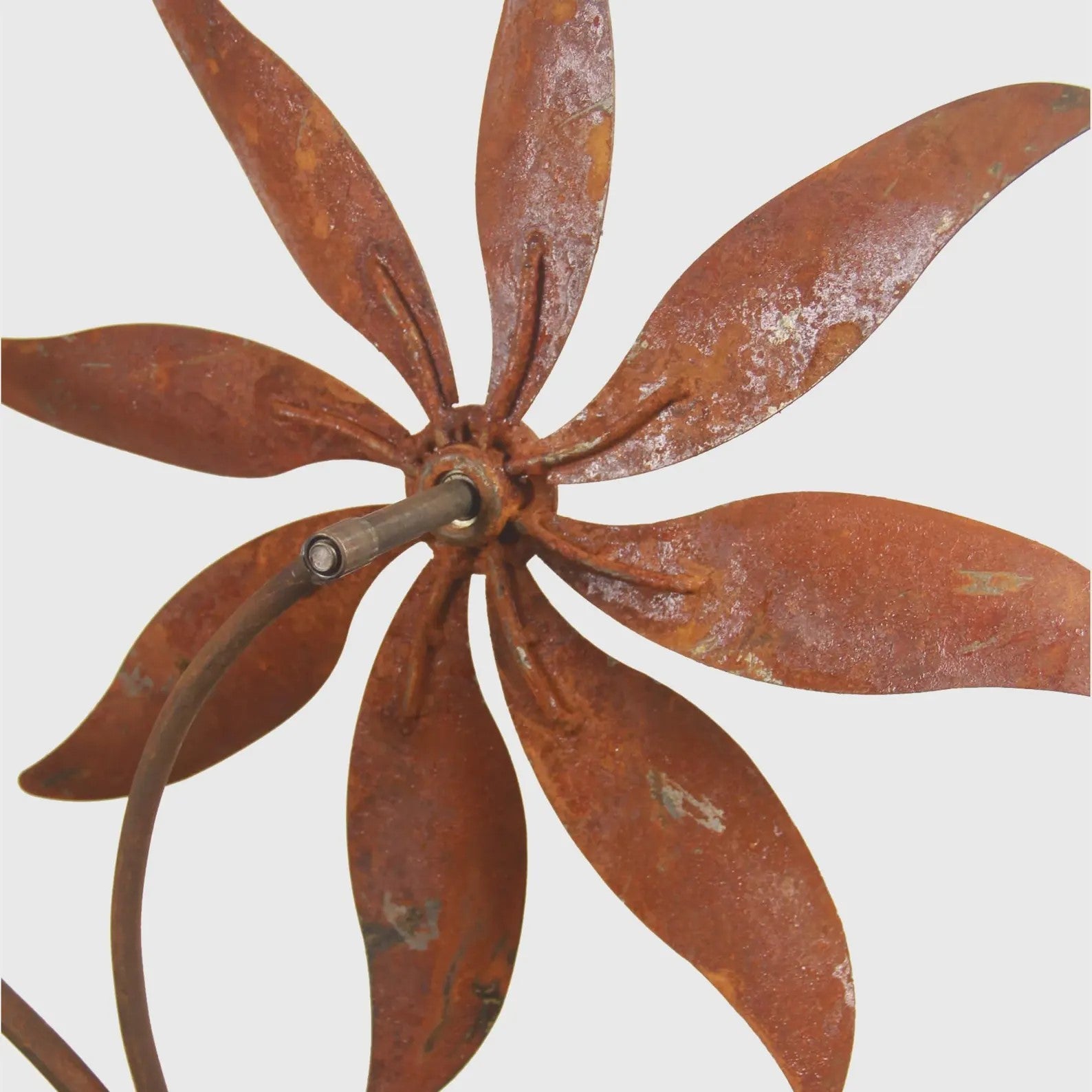 Rusty Metal Bird Windmill Garden Stake – 75" Weatherproof Wind Spinner Flower