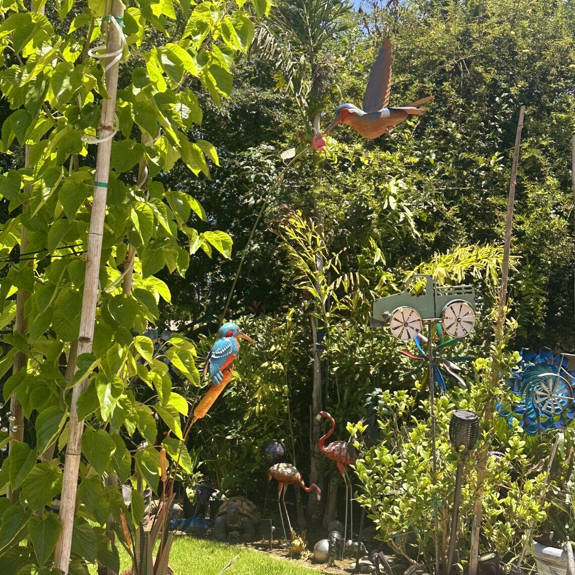 88“Tall Metal Hummingbird Shape Handmade Metal Kingfisher Garden Art – Artistic