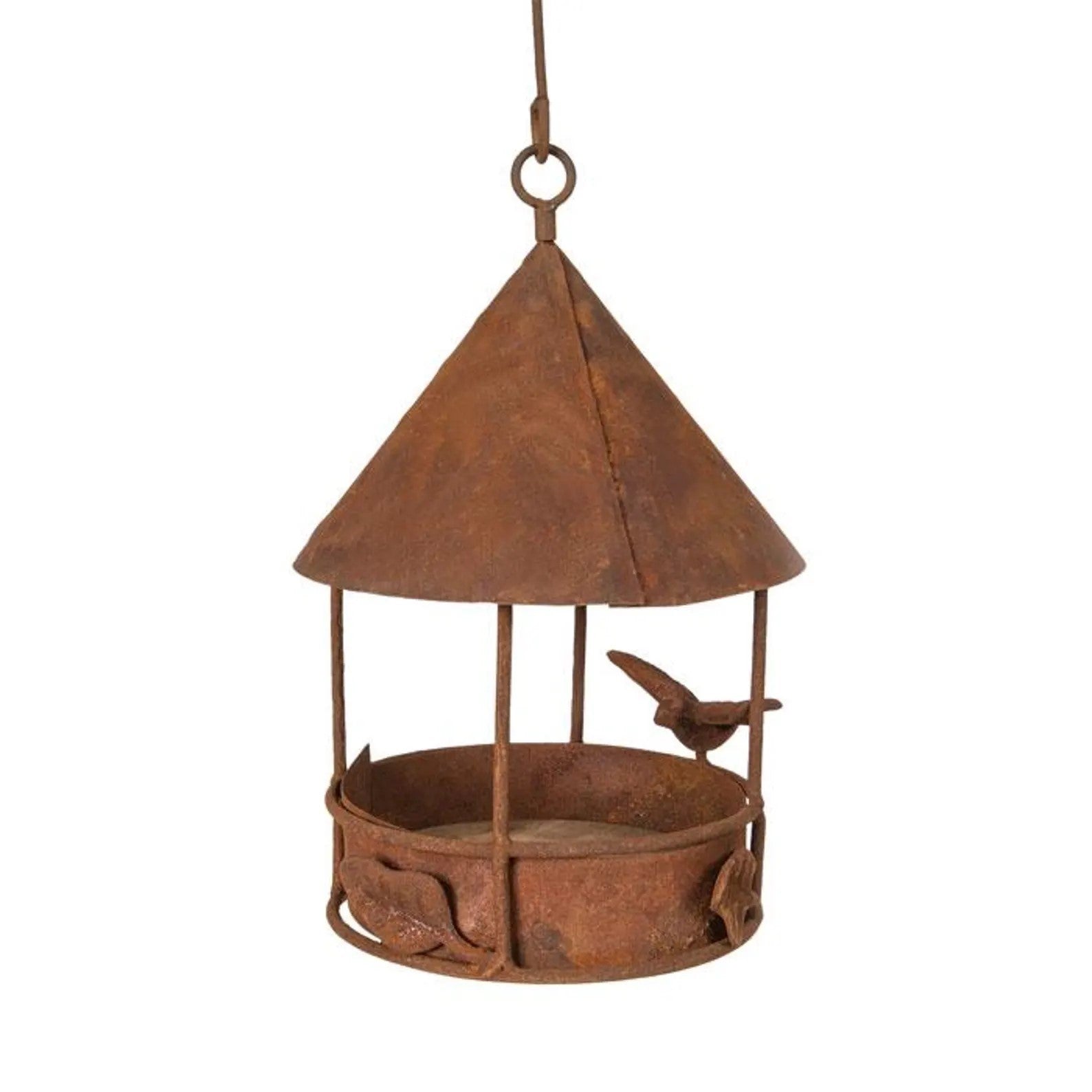 Hanging Metal Bird Feeder Rusty Ornament Hanging Home Garden Yard Decor