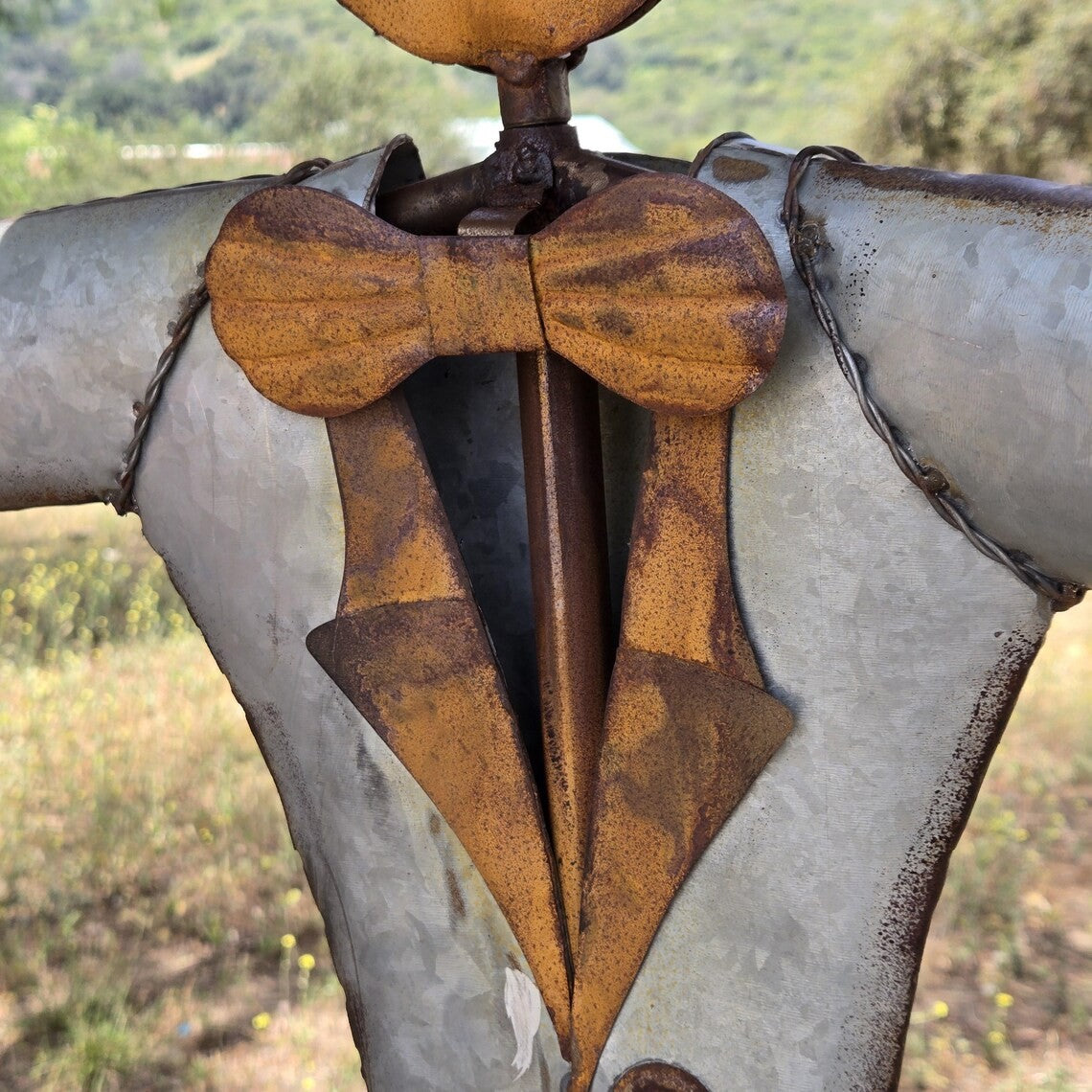 65" H Large Metal Garden Scarecrow Yard Art with Yarn Decor for Outdoor Fall