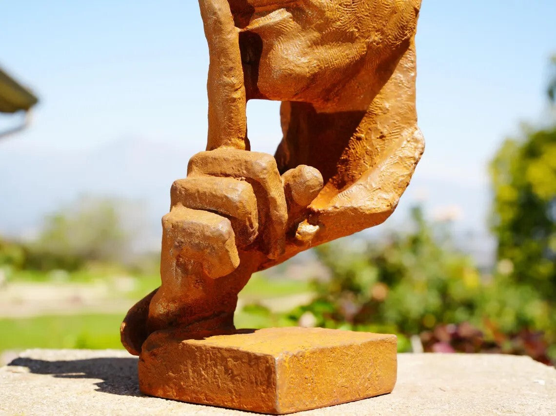 Cast Iron Metal Sculpture - Silent Art Piece, Unique Modern Minimalist Home Deco