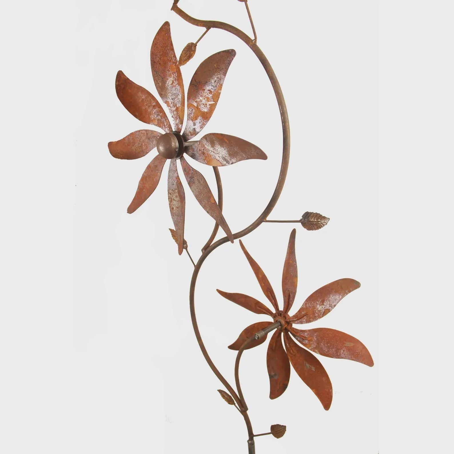 Rusty Metal Bird Windmill Garden Stake – 75" Weatherproof Wind Spinner Flower