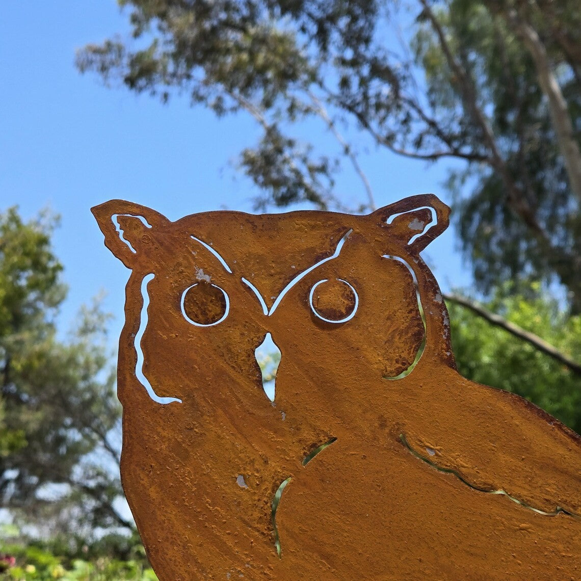 Rusty Metal Owl Bracket Sign Garden Wall Art Outdoor Rustic Iron Décor Owl Art