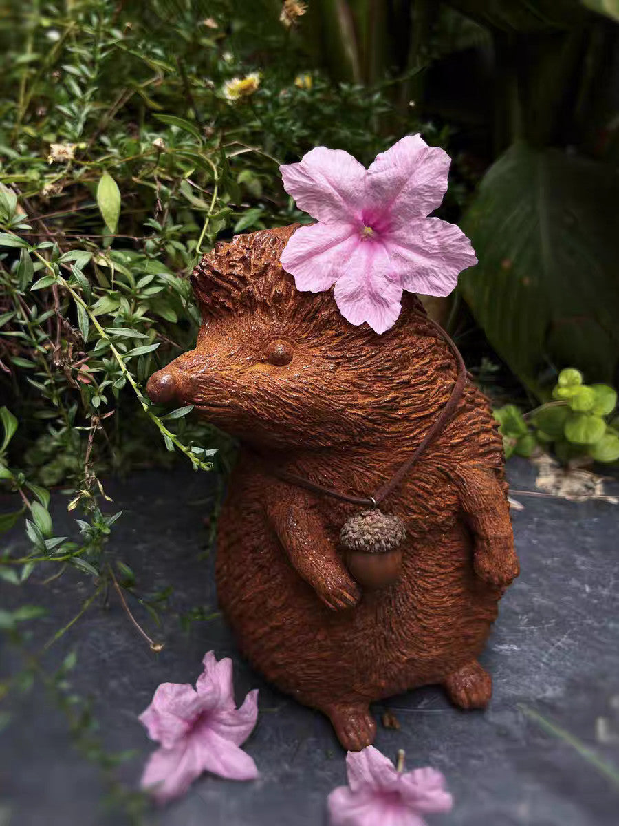 Vintage Cast Iron Hans Hedgehog Sculpture - Rustic Garden Figure Outdoor Grimm