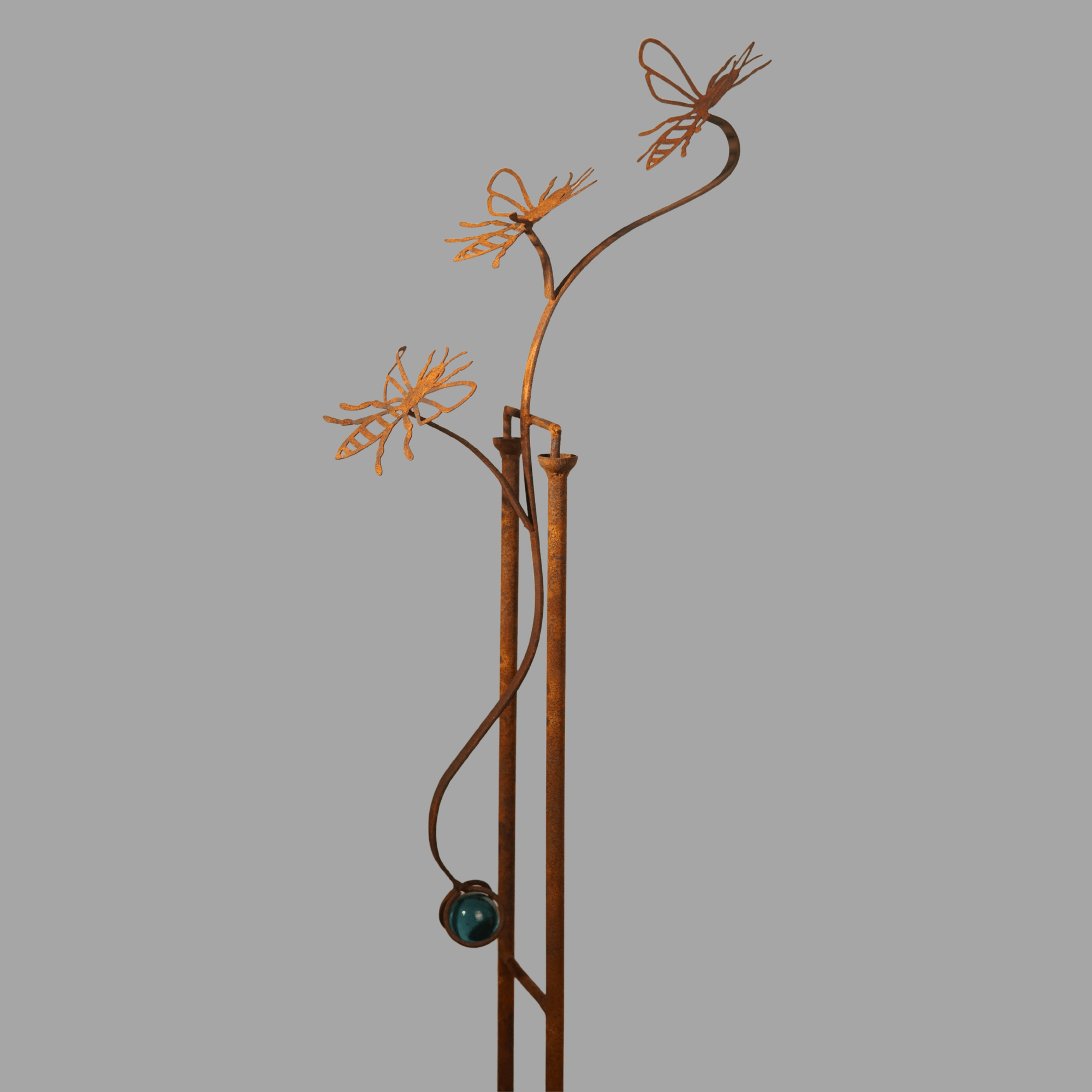 W3560-Bee- Rocking stake of Bee with glass ball