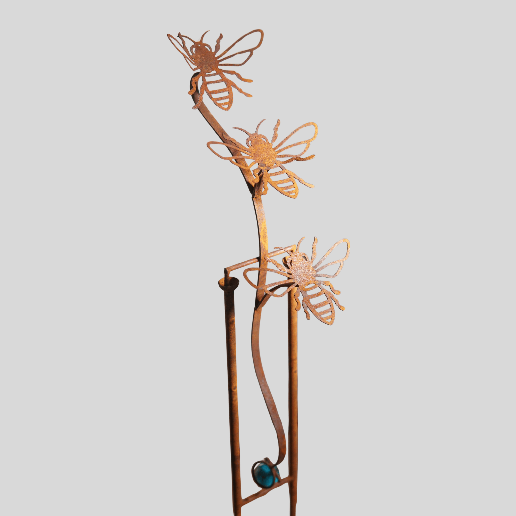W3560-Bee- Rocking stake of Bee with glass ball