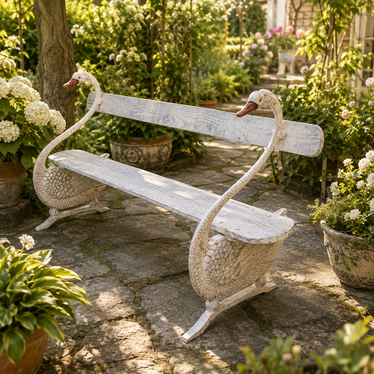 Pre-order Vintage French Garden Swan Bench