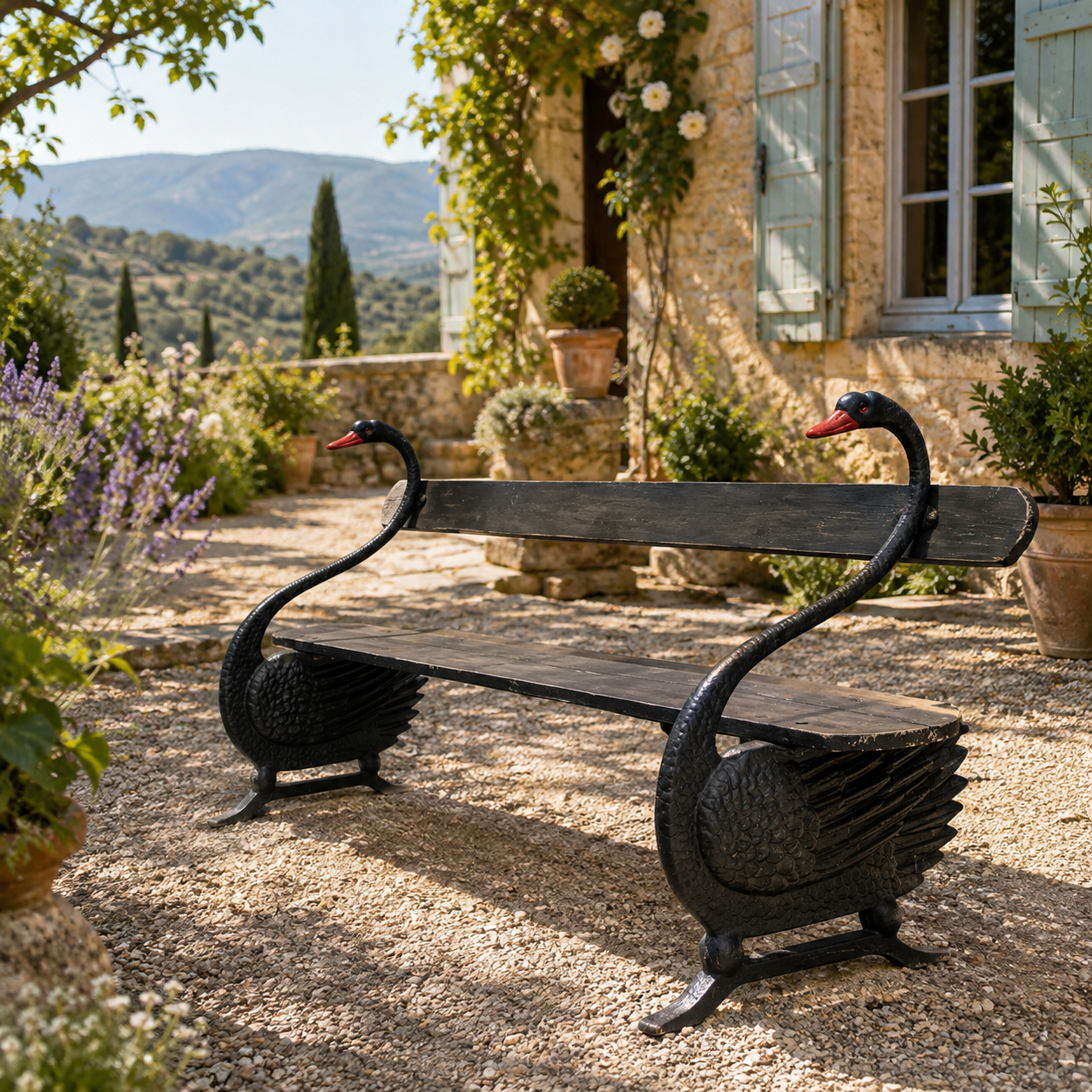 Pre-order Vintage French Garden Swan Bench