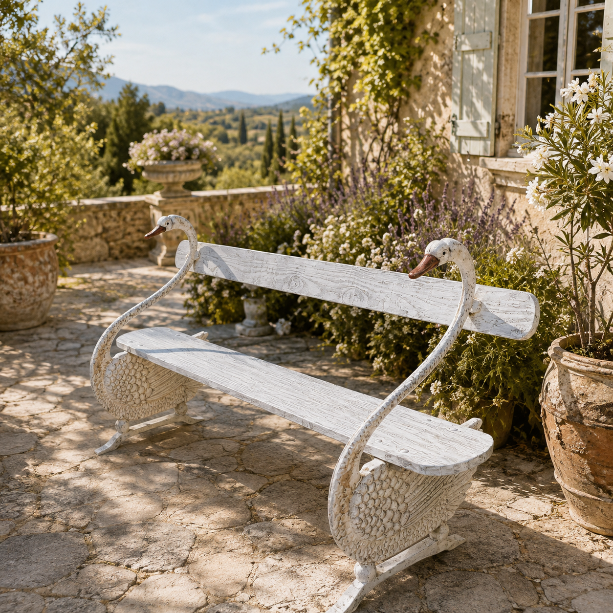 Pre-order Vintage French Garden Swan Bench