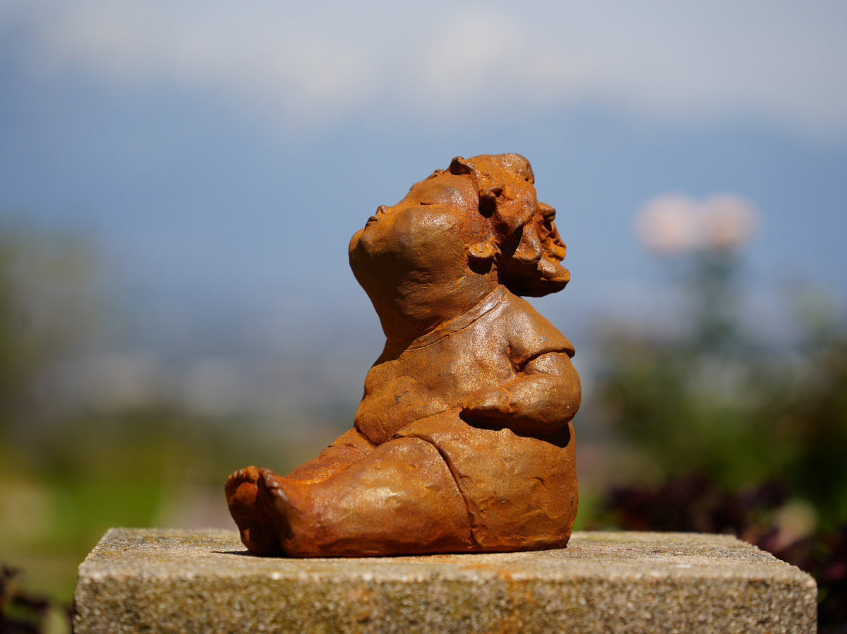 Creative Chubby Girl Cast Iron Figurine, Outdoor Garden Ornament, Yard Decor