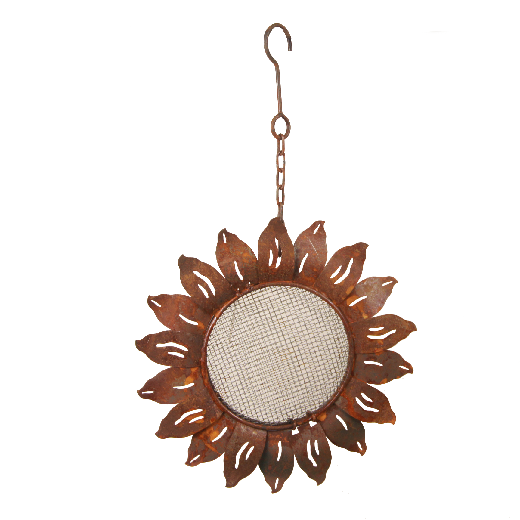 W3532C Hanging Bird Feeder - sunflower - rust finish