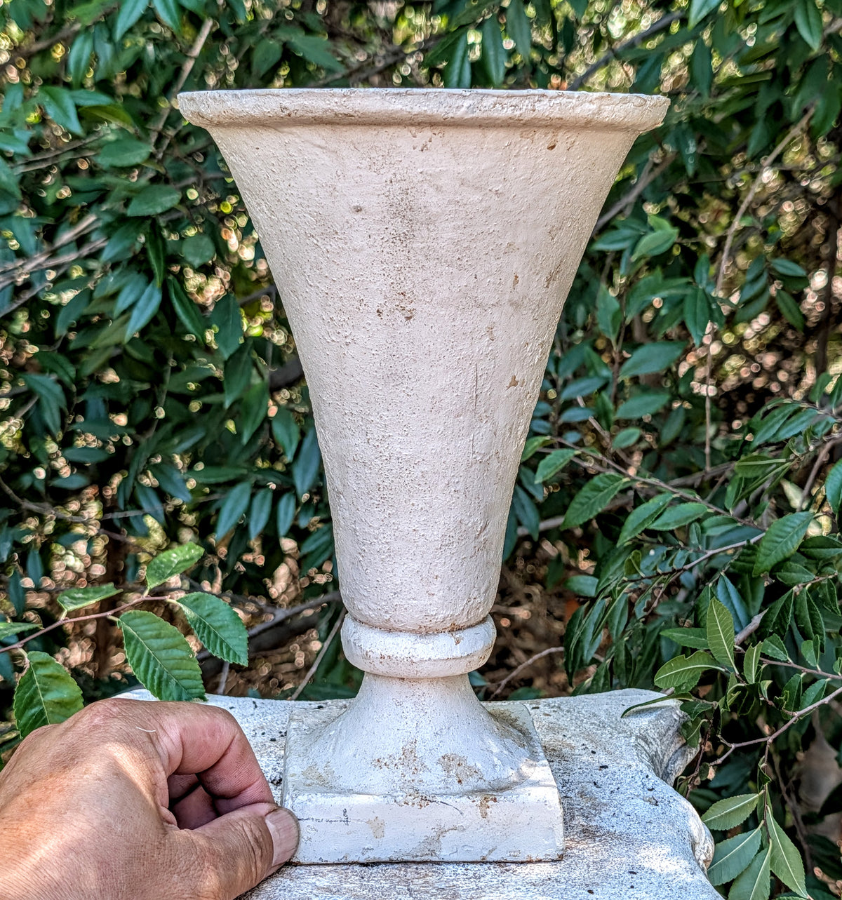 Tall Trumpet Pedestal Cast Iron Urn Planter