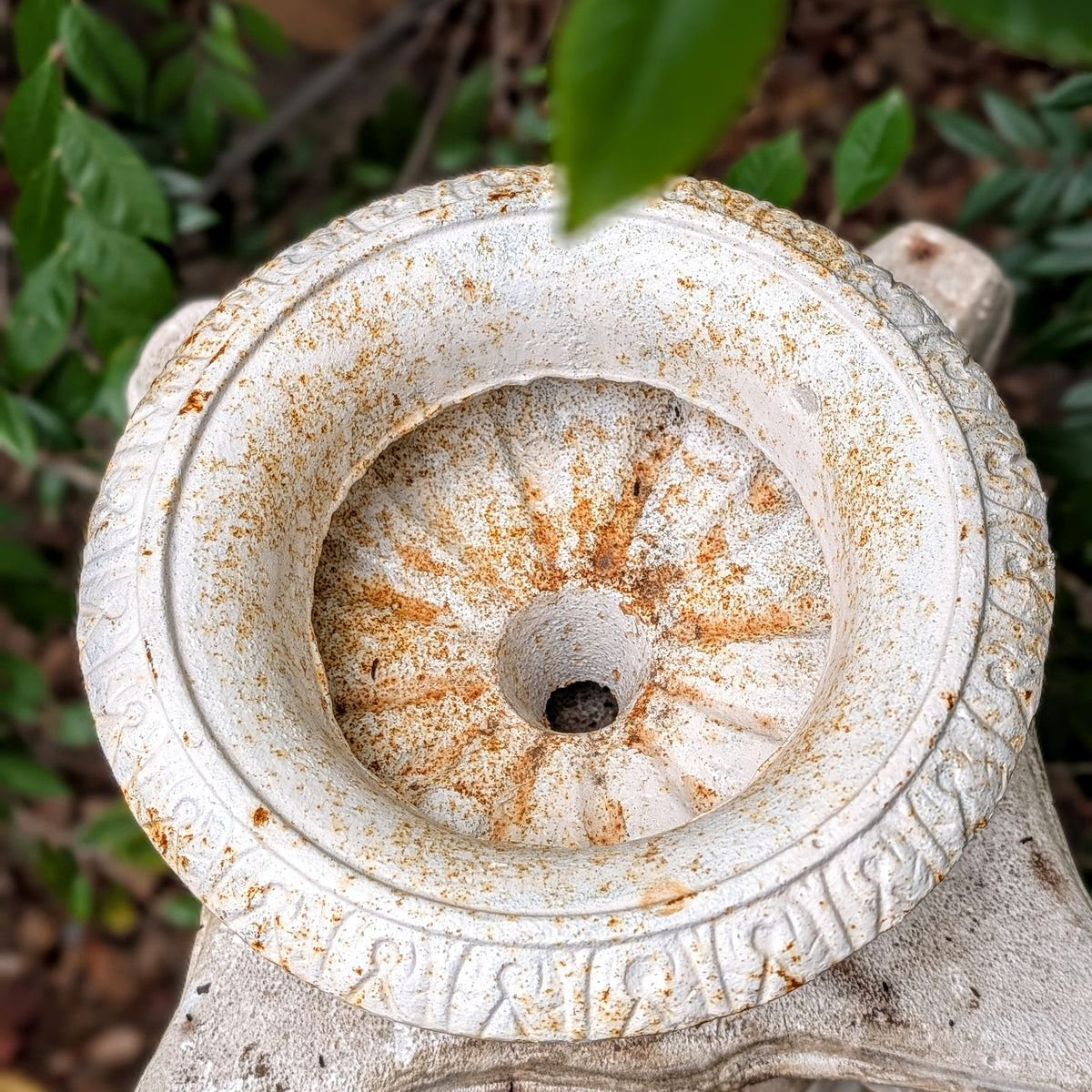 Vintage White Cast Iron Urn Planter