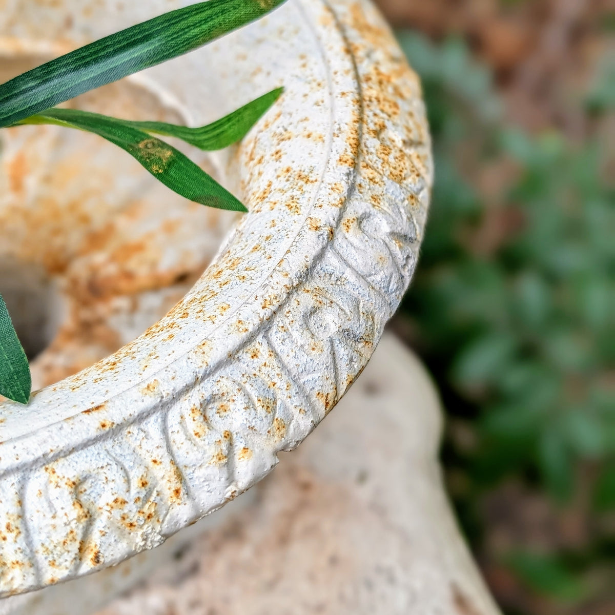 Vintage White Cast Iron Urn Planter