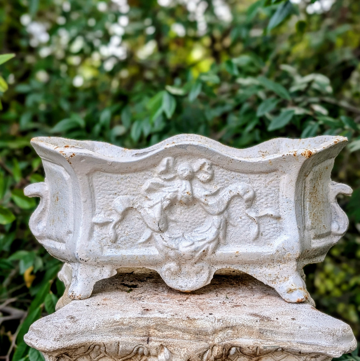 Vintage Cast Iron Rectangular Planter